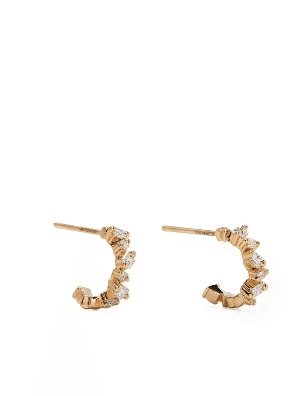 18kt yellow gold Princess Cut diamond hoop earrings - Image 1
