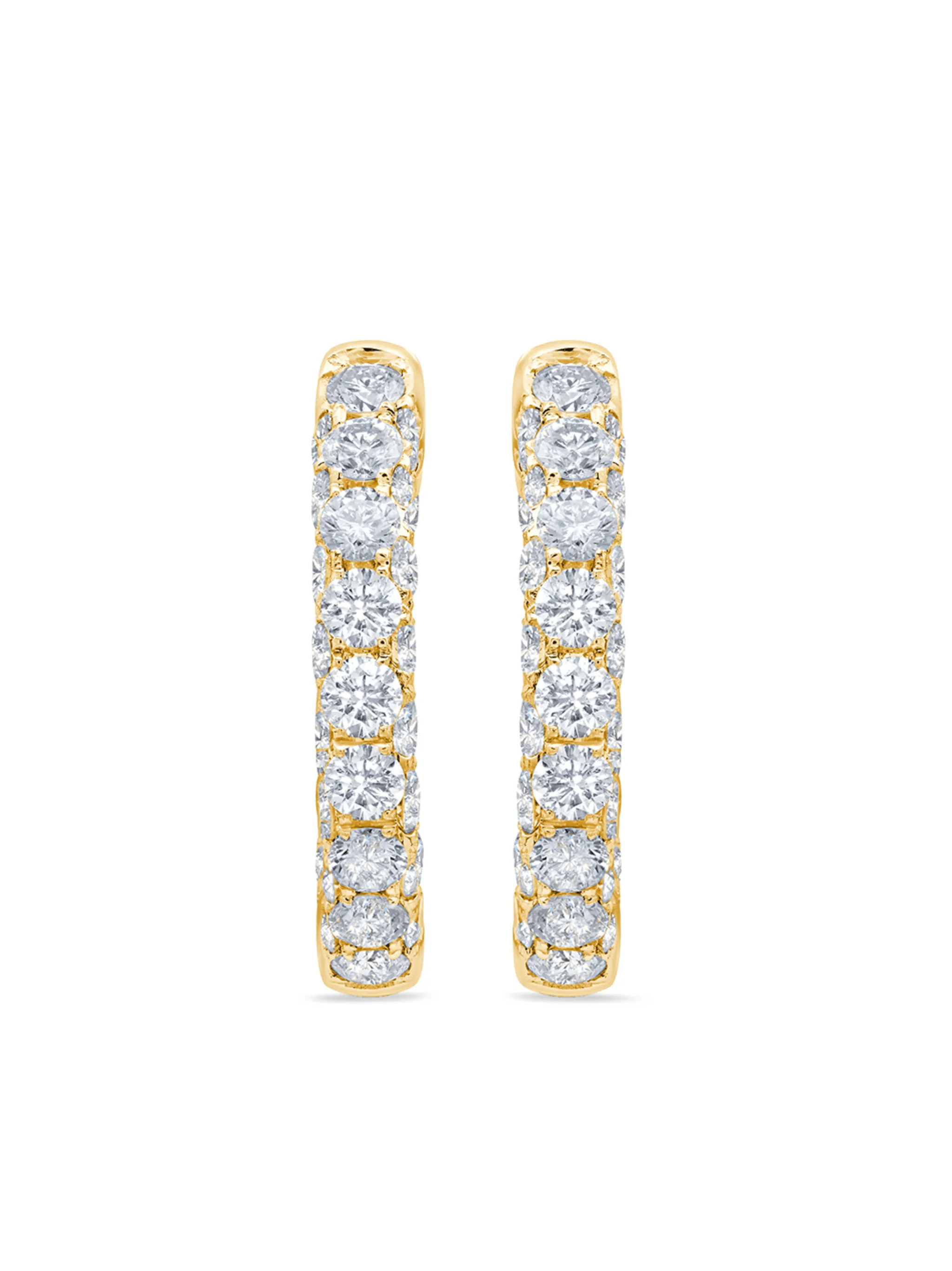 18kt yellow gold diamond 3 sided hoop earrings - Image 1