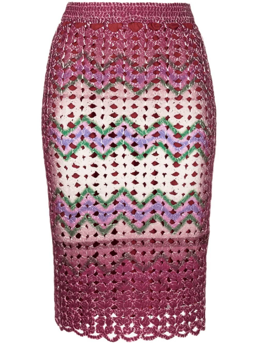 graphic-print crochet-knit midi skirt - Image 1