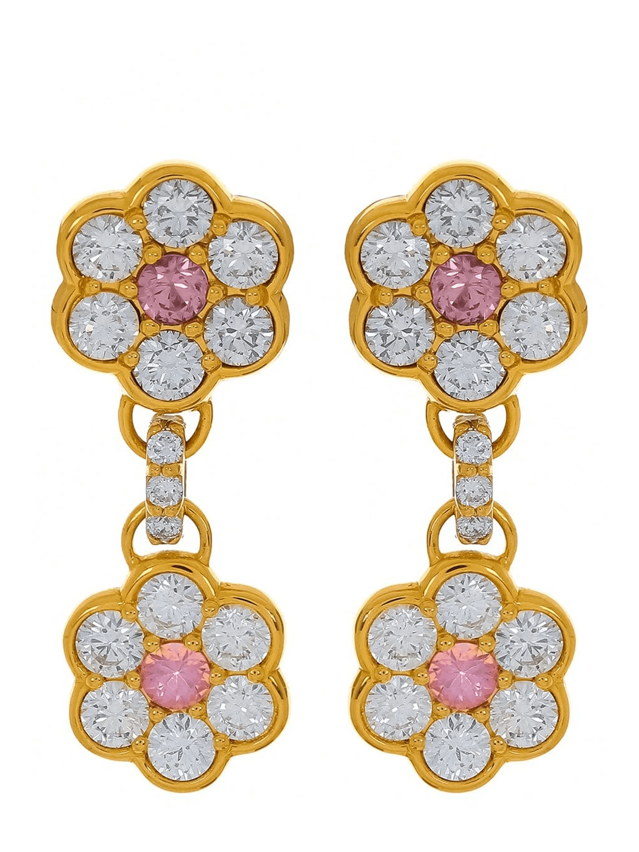 20kt yellow gold Flower diamond earrings - Image 1