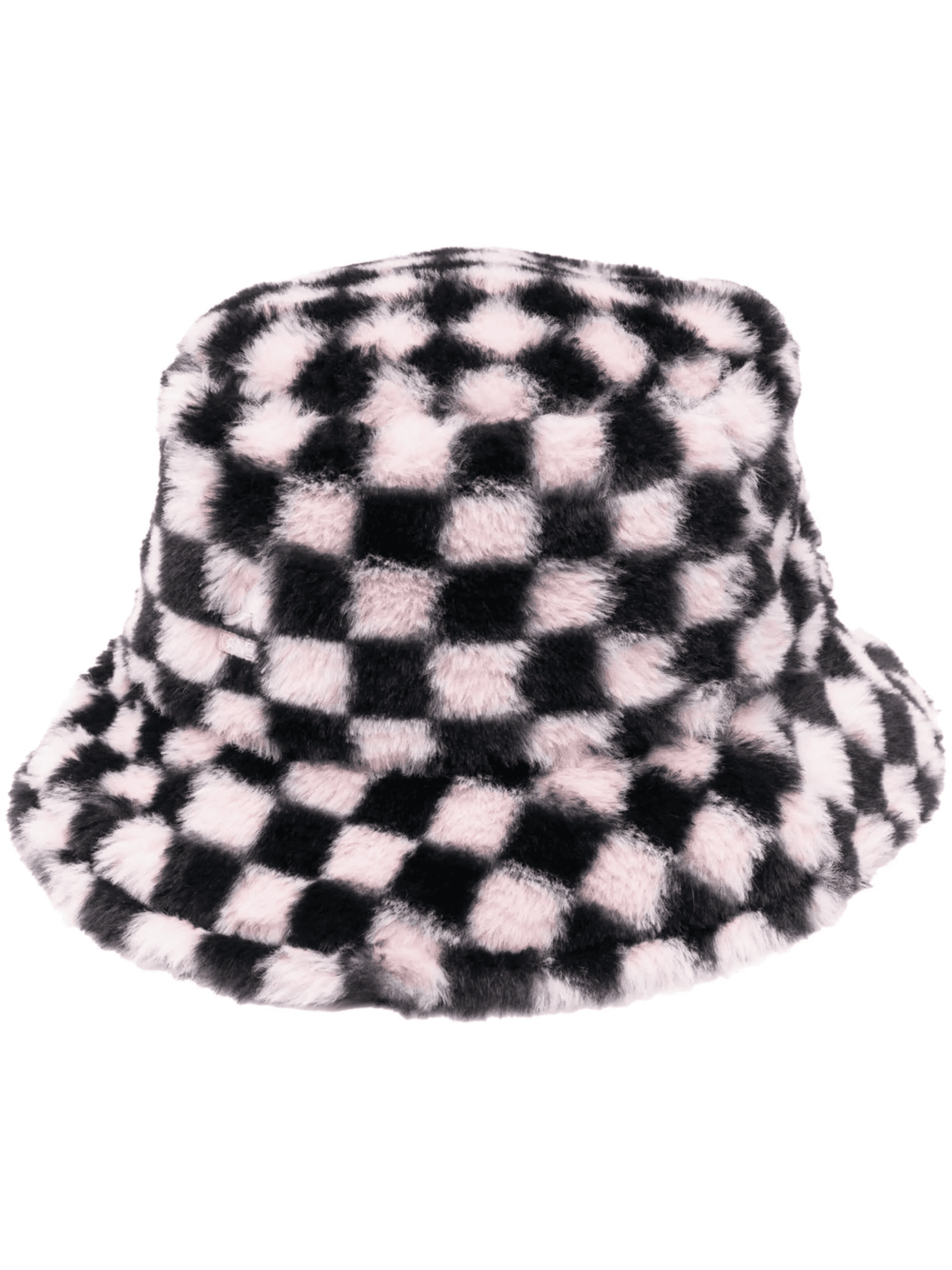 checkerboard-print faux-fur hat - Image 1