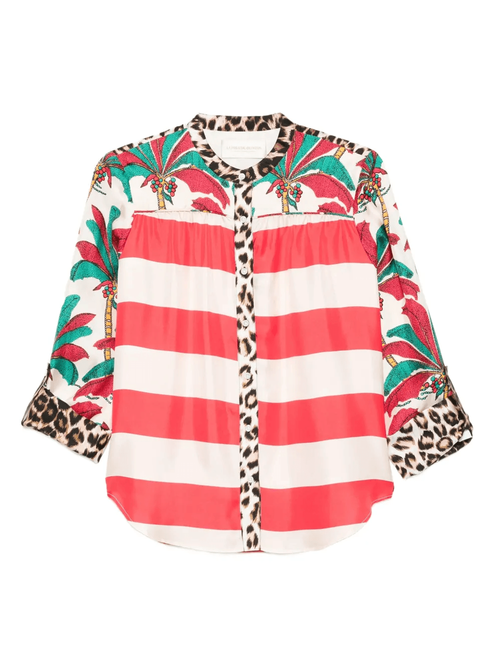 palm tree-print striped shirt - Image 1