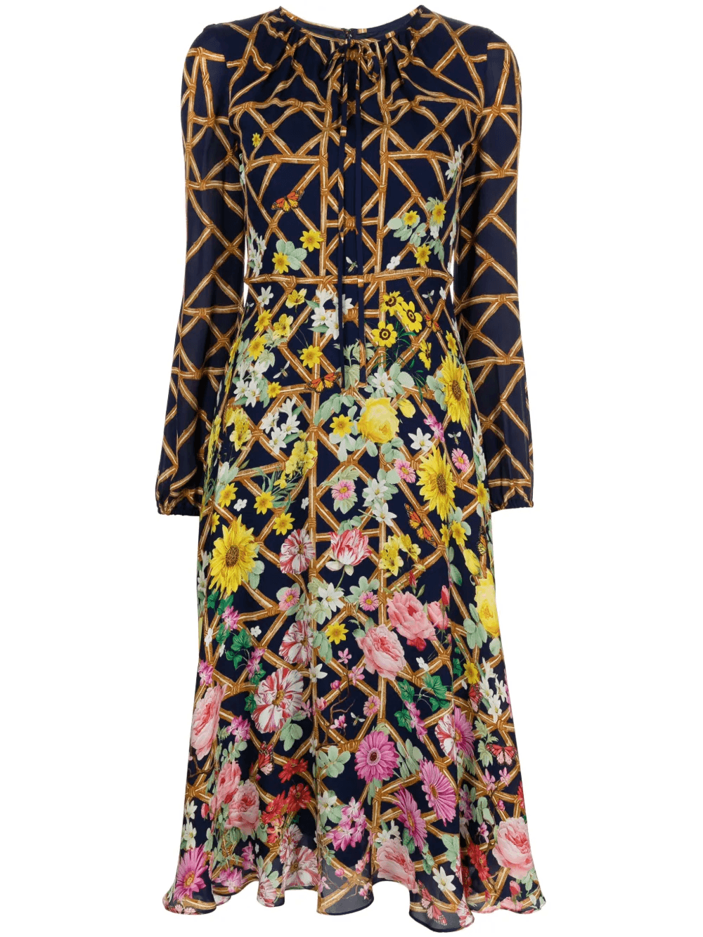 Garland lattice-print georgette dress - Image 1