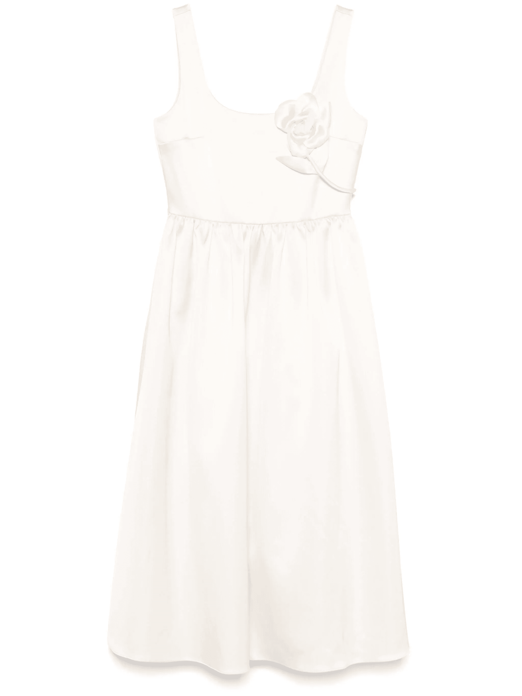 floral-appliqué satin midi dress - Image 1