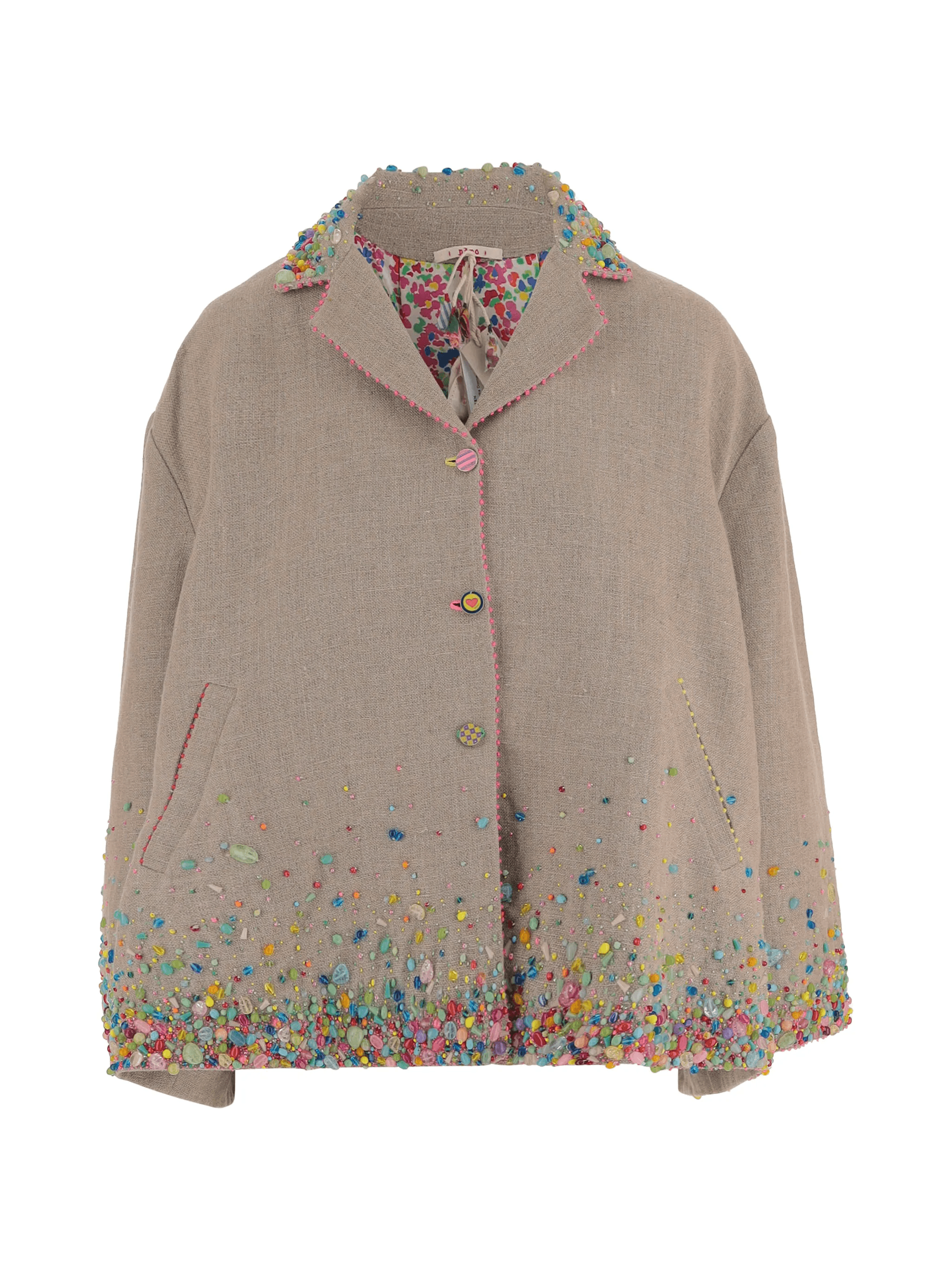 bead-details linen jacket - Image 1
