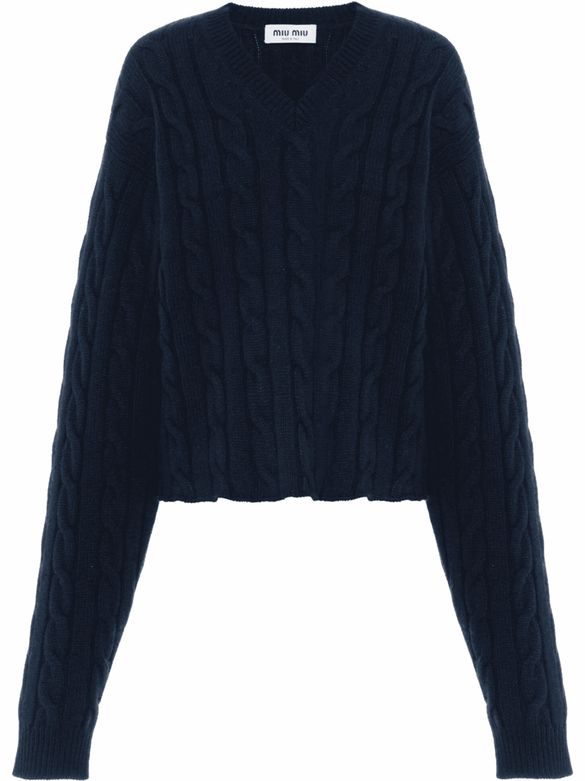 cable knit cashmere V-neck jumper - Image 1