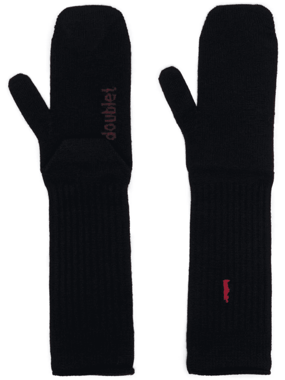 logo-embroidered ribbed-knit gloves - Image 1