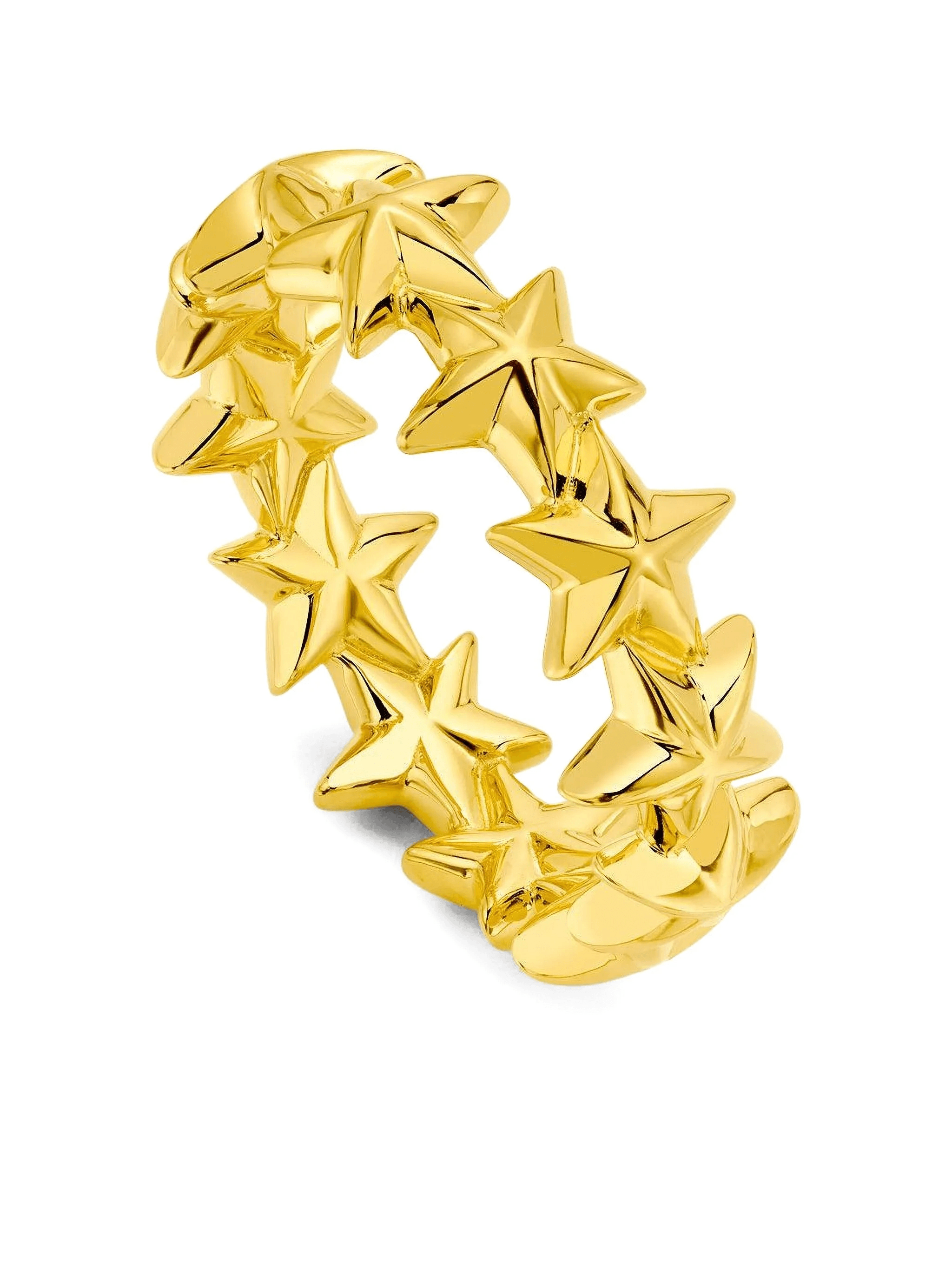 20K yellow gold Puffy Star band ring - Image 1