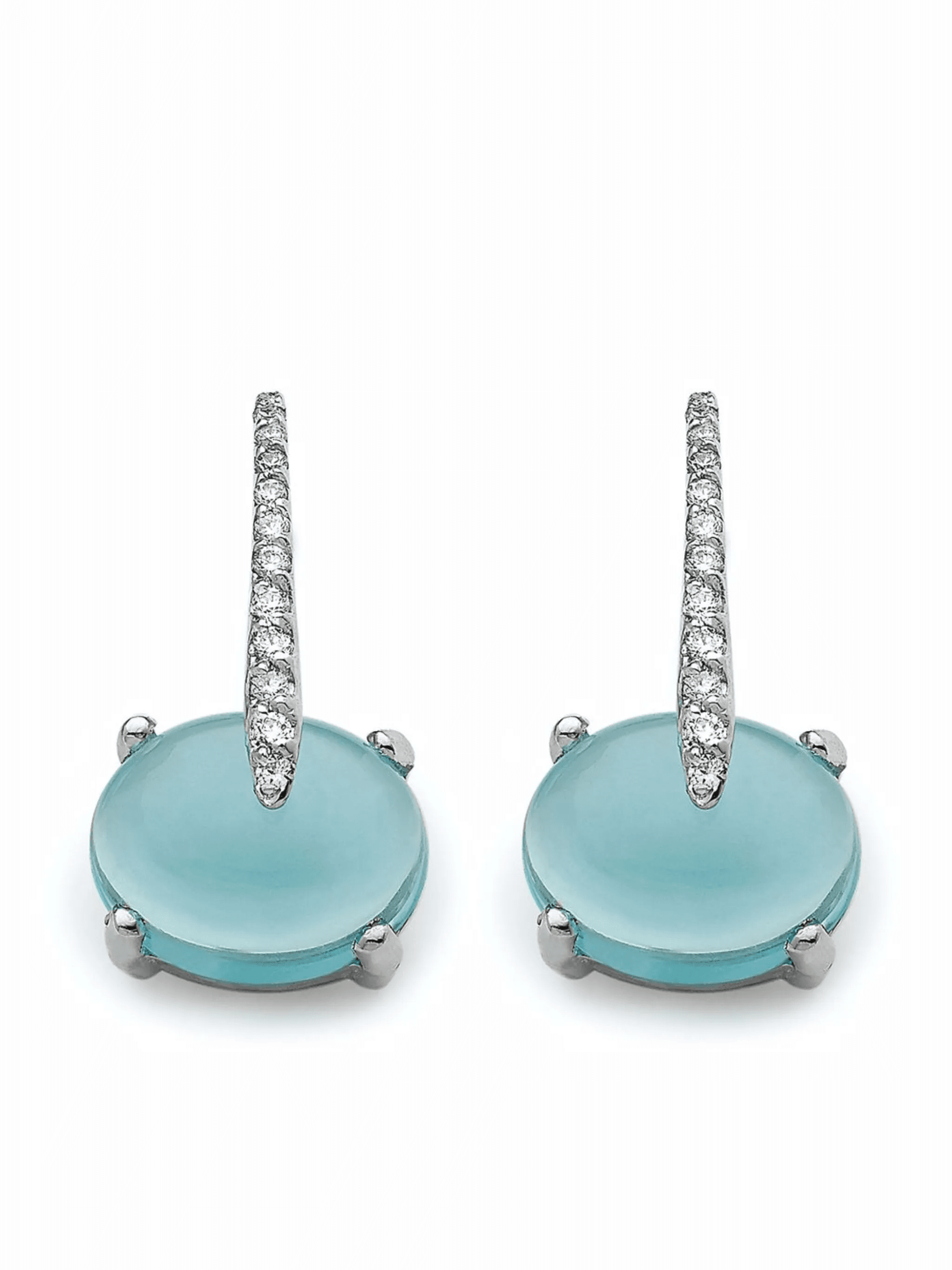 18kt white gold Sardinia Short diamond and topaz drop earrings - Image 1