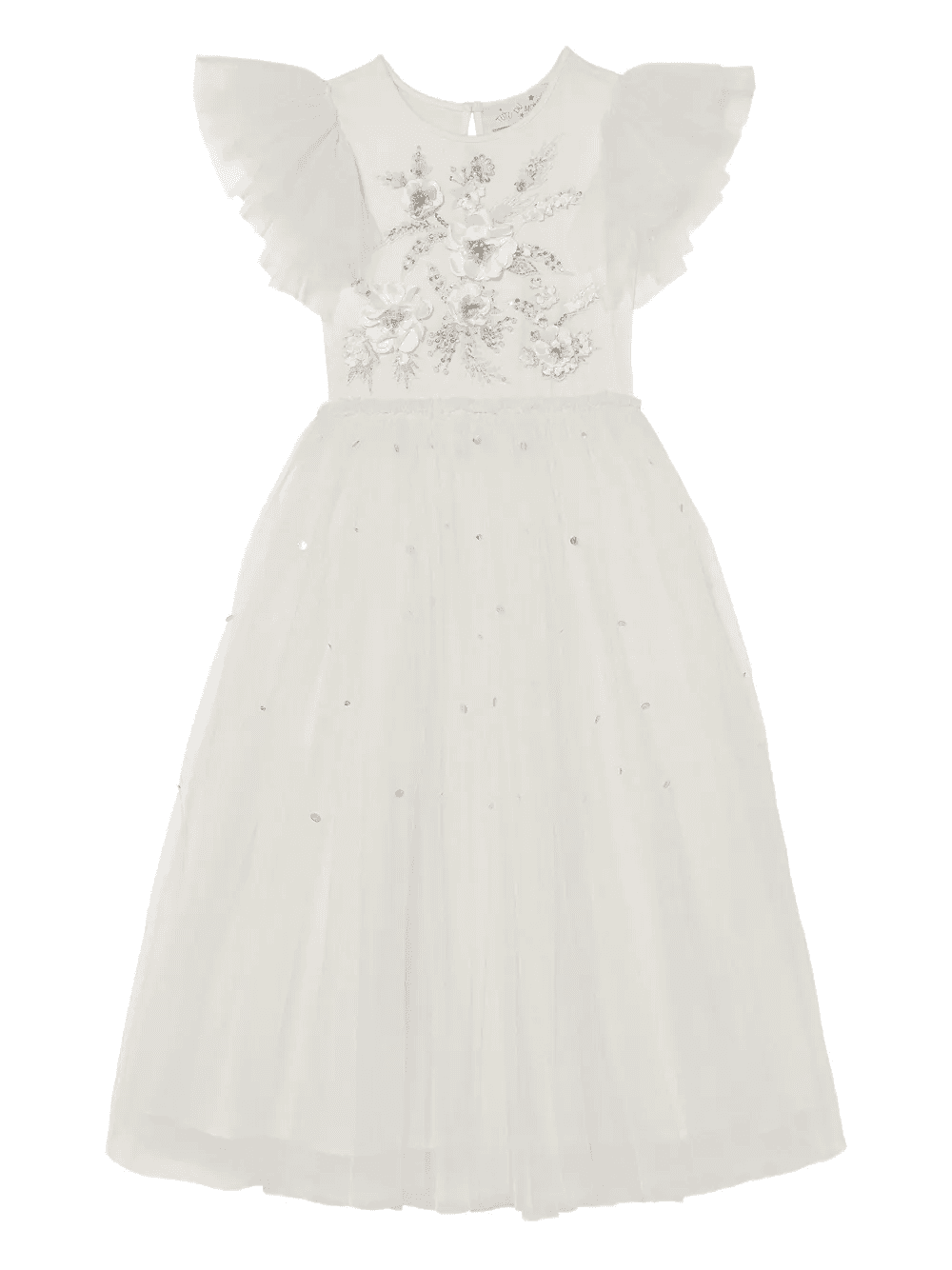 floral-embellished tulle dress - Image 1