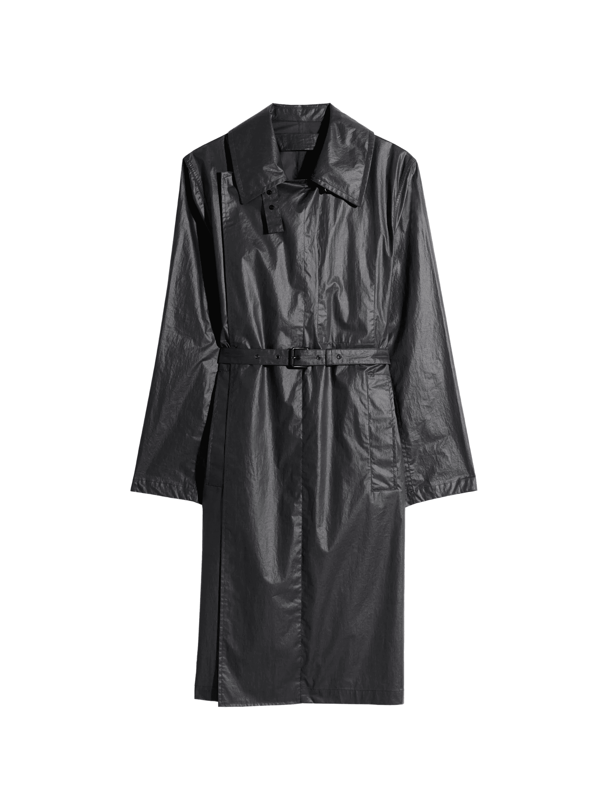 belted collar wrap coat - Image 1