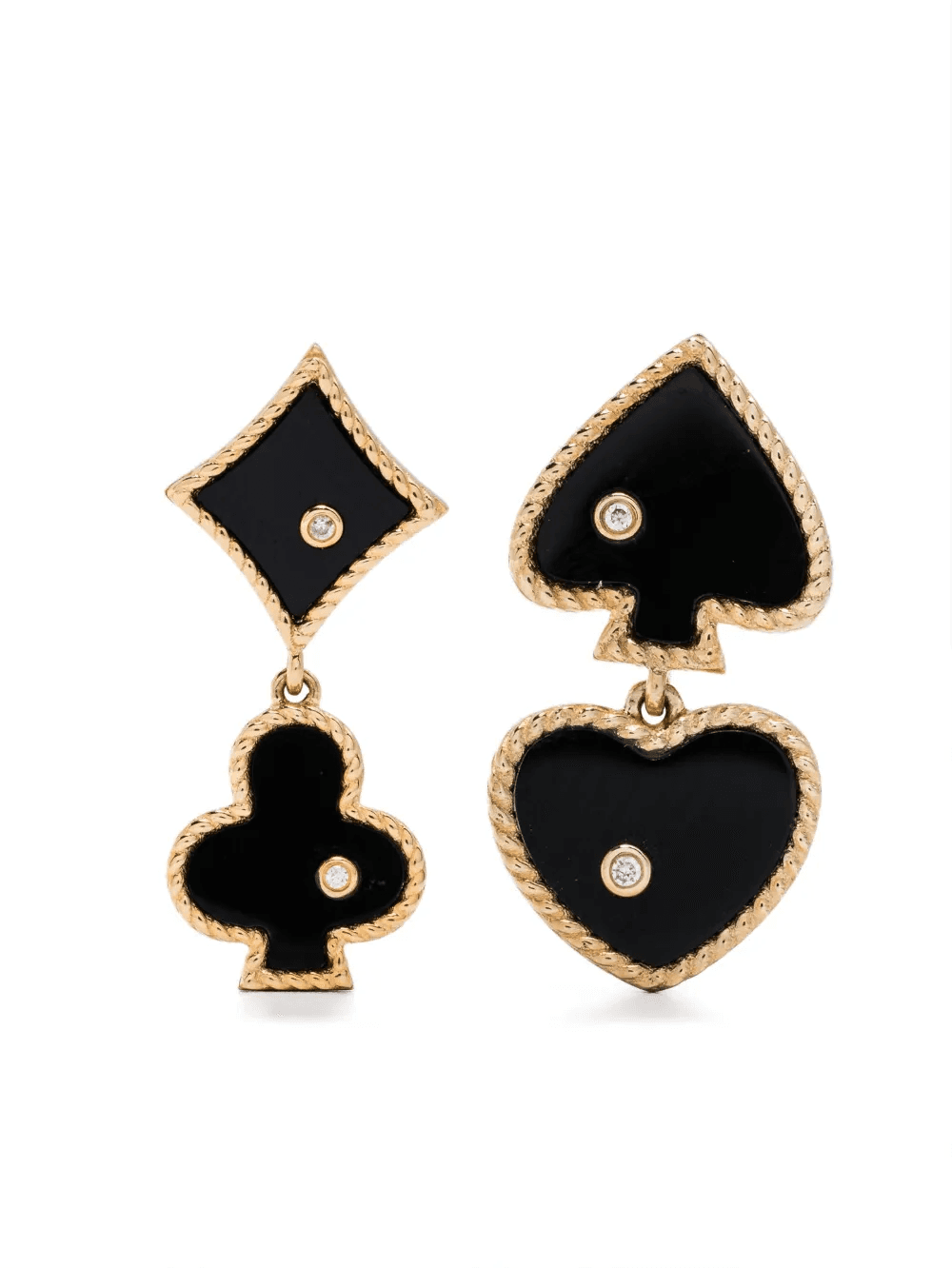 9kt yellow gold Casino agate and diamond earrings - Image 1