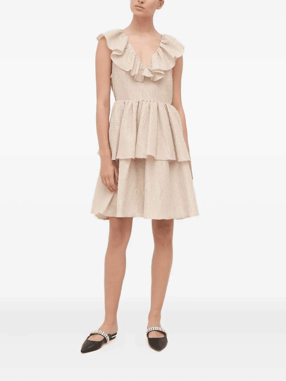 frill-detail cotton-blend mini dress - Image 1