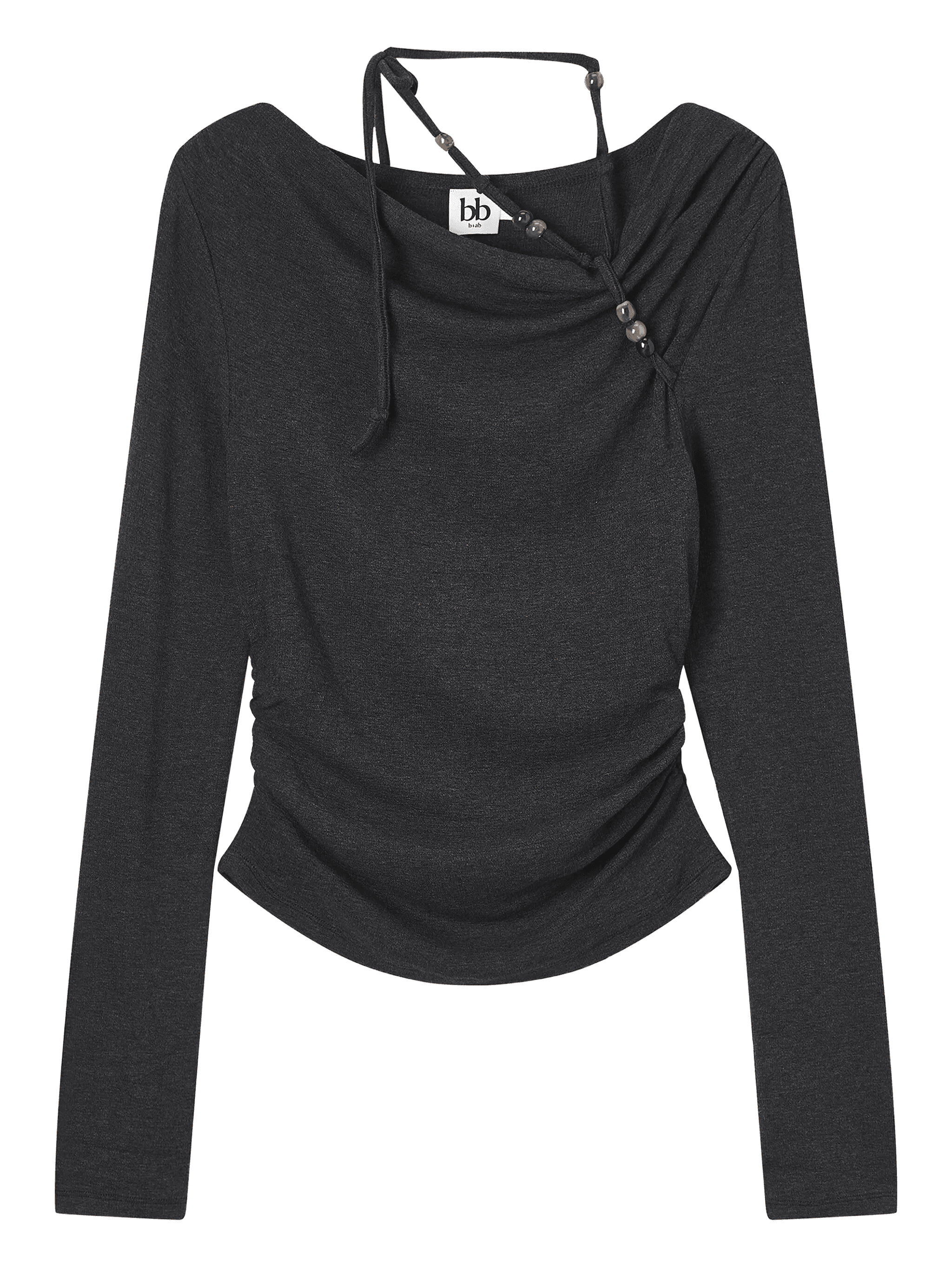 draped-neckline bead-embellished top - Image 1