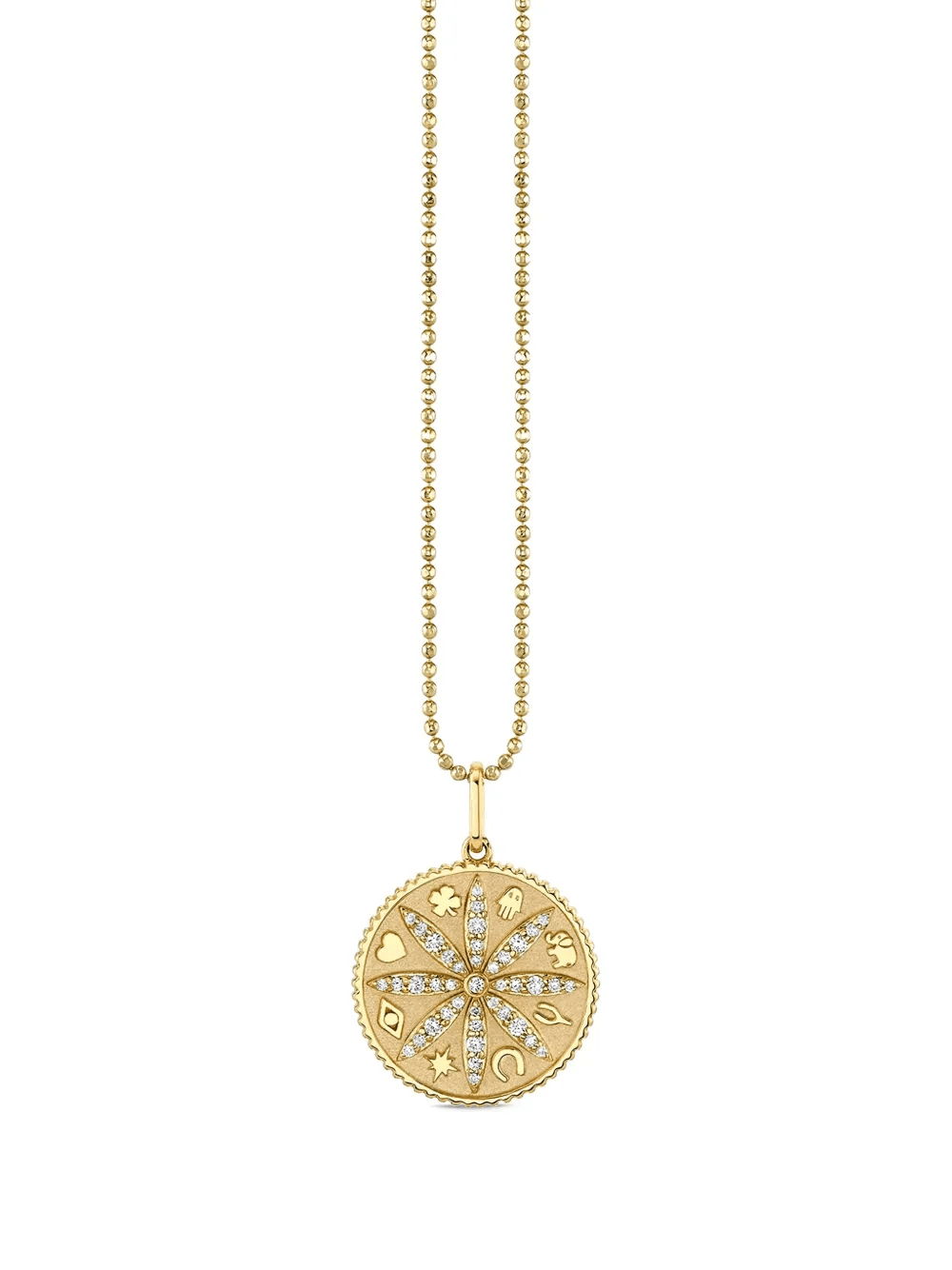 14K yellow gold small Sand Dollar diamond necklace - Image 1
