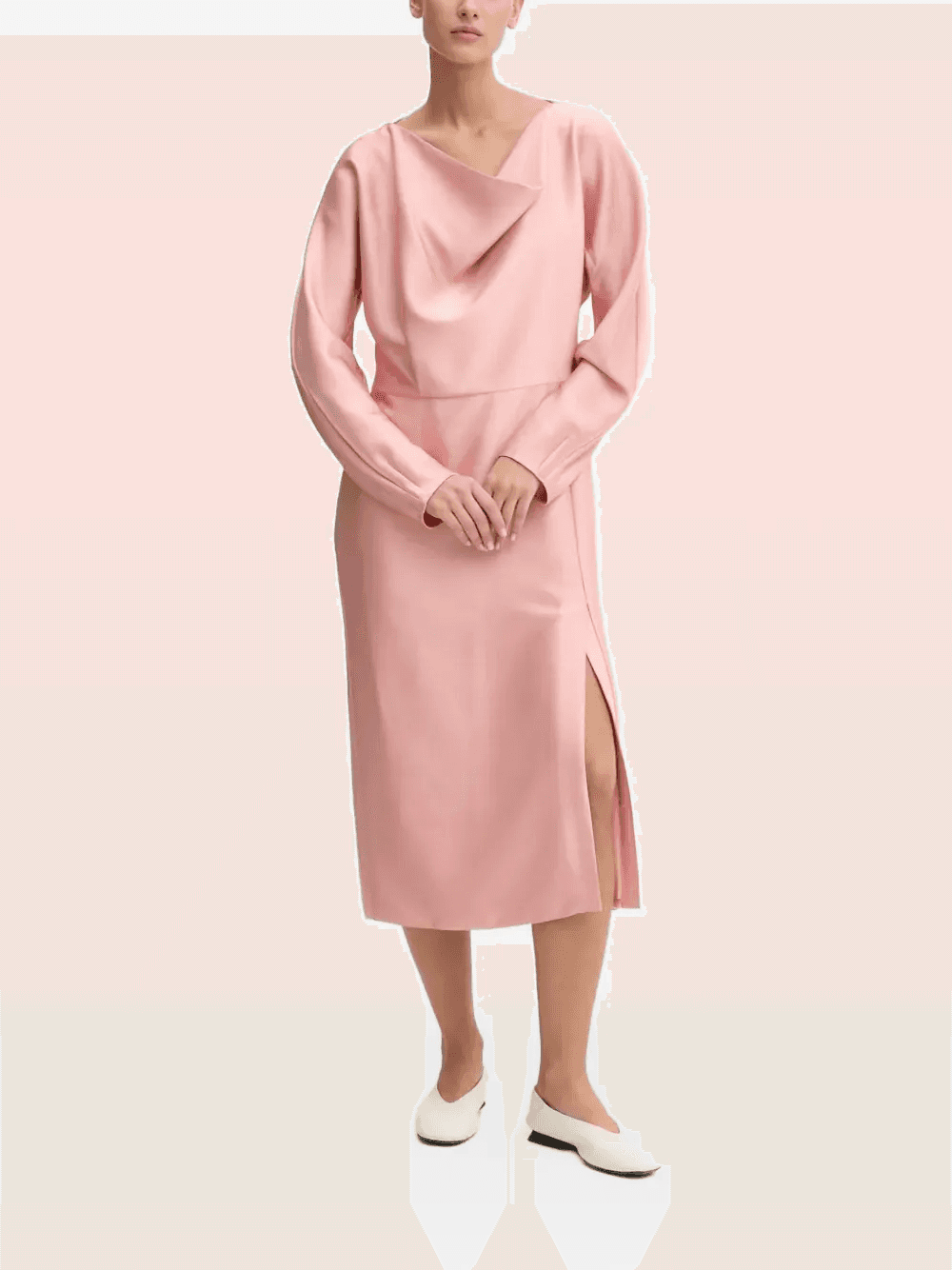 cowl-neck slit midi dress - Image 1