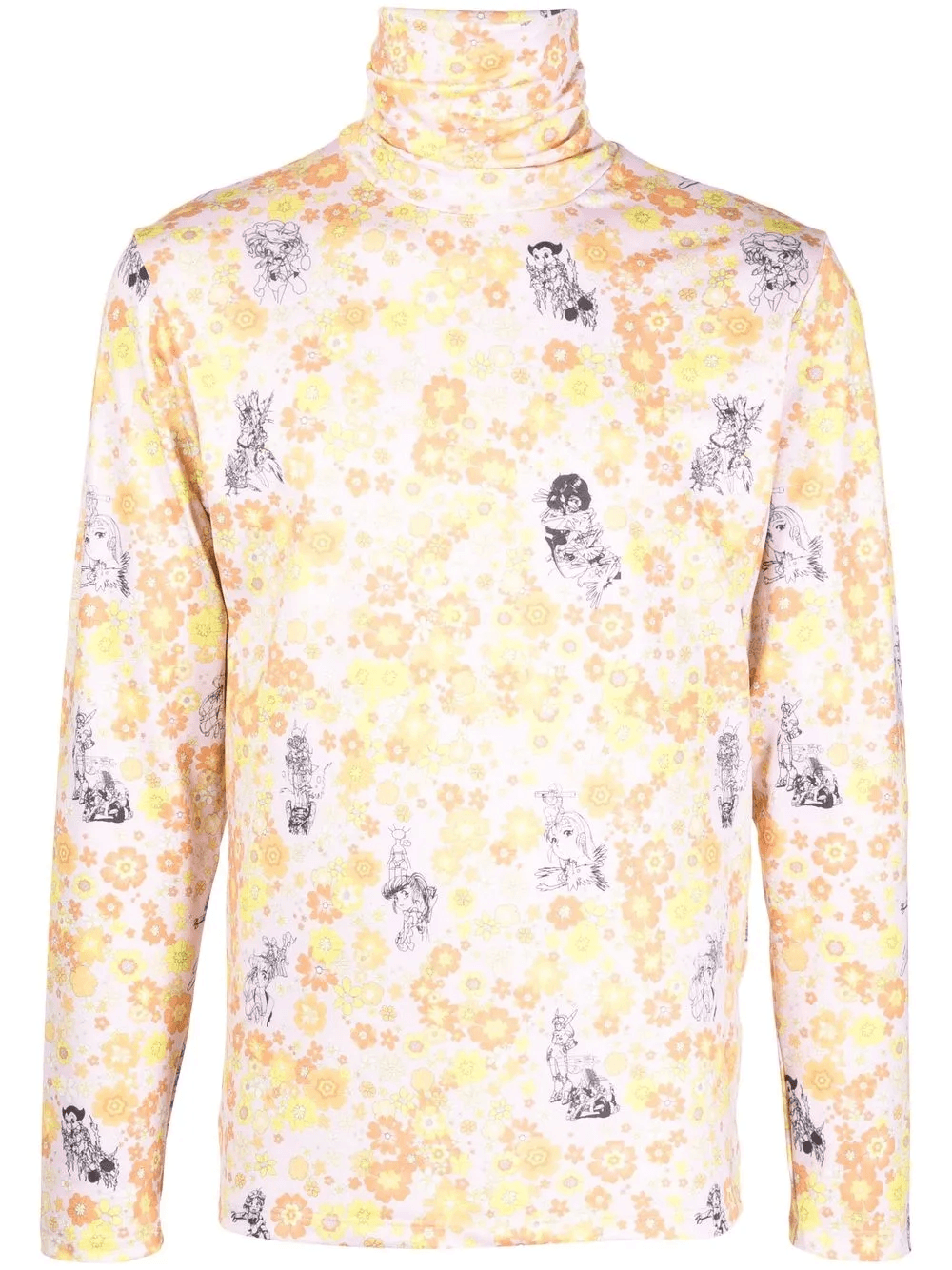 floral motif print high neck top - Image 1