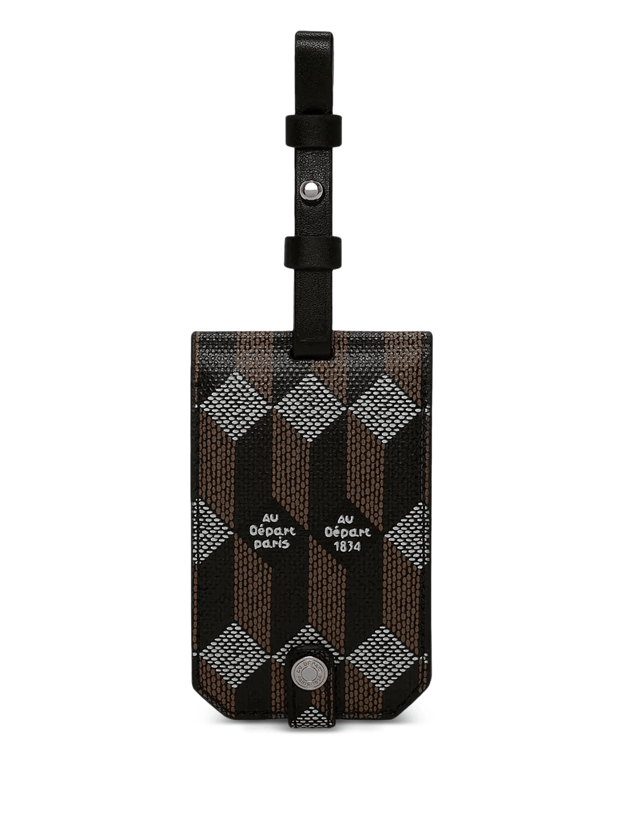 geometric print leather luggage tag - Image 1