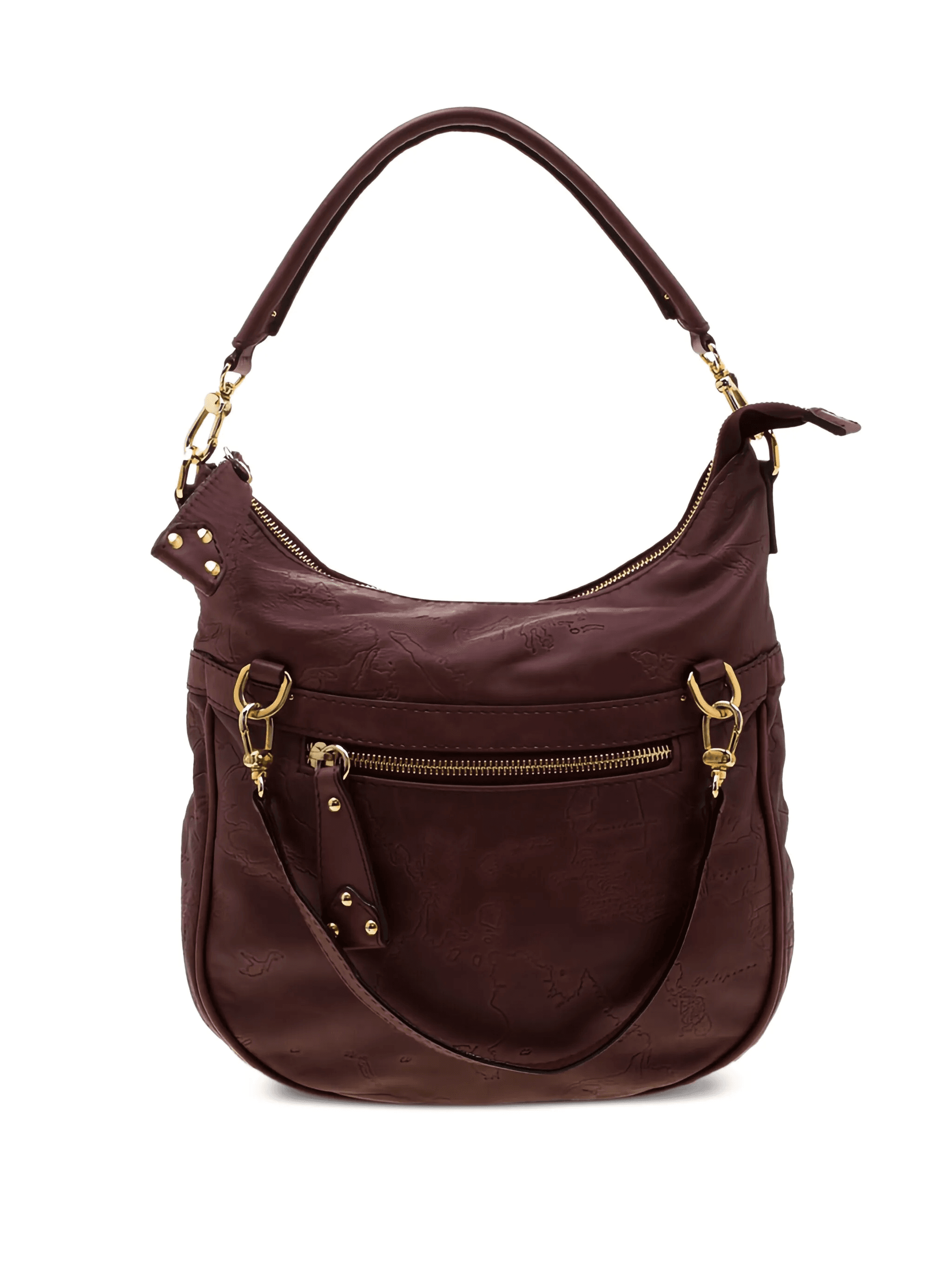map-print leather shoulder bag - Image 1
