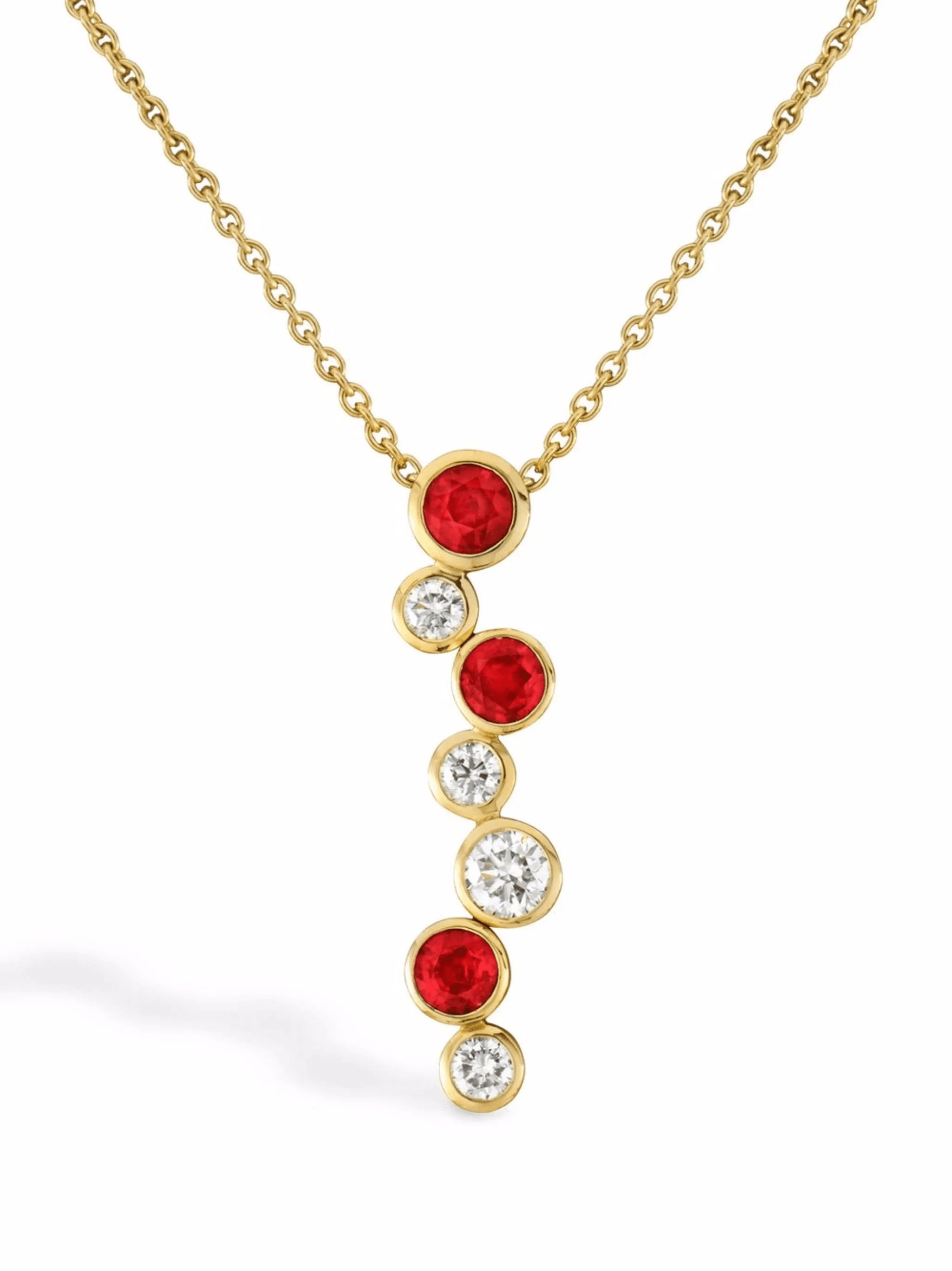 18kt rose gold Bubbles ruby and diamond drop pendant necklace - Image 1