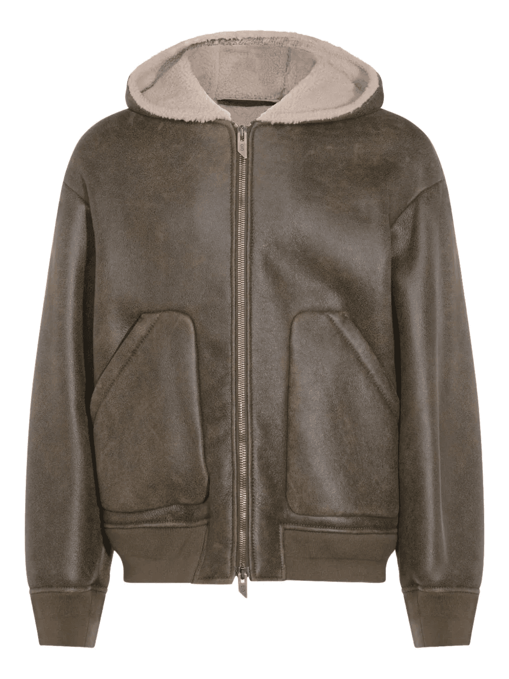 hooded zip leather jacket - Image 1