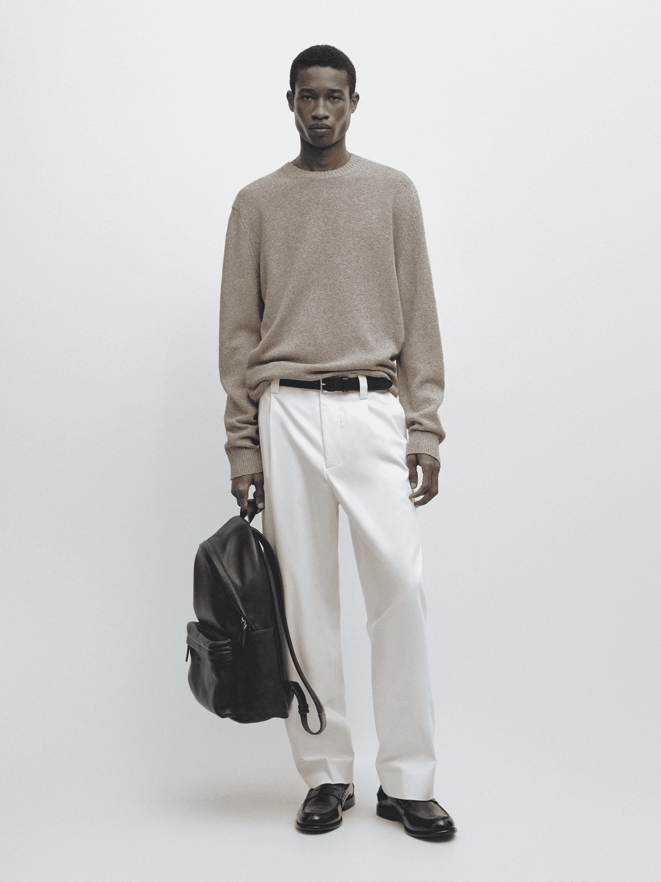 Cotton and linen mouliné knit sweater - Image 1