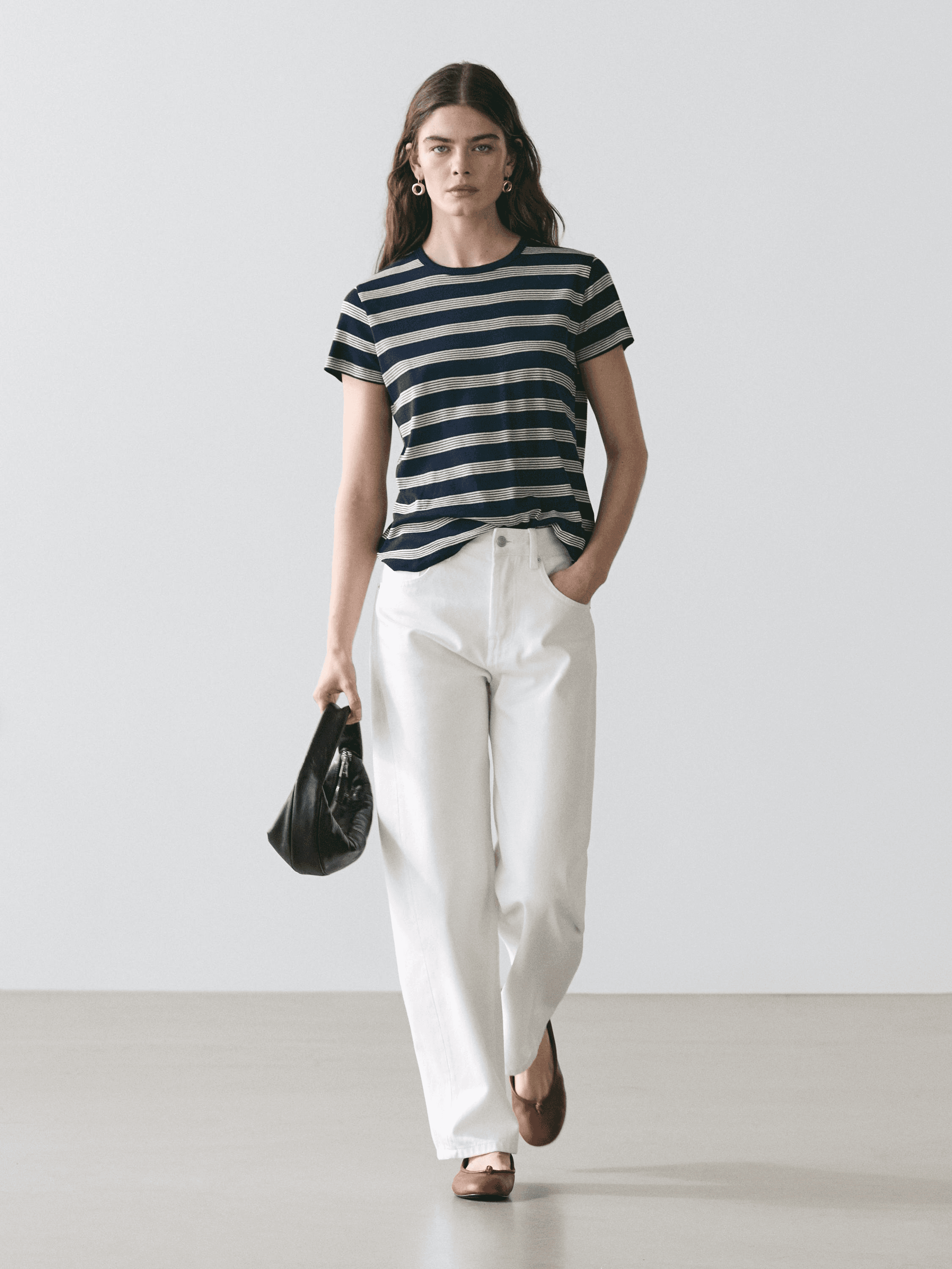 100% cotton striped short sleeve T-shirt - Image 1