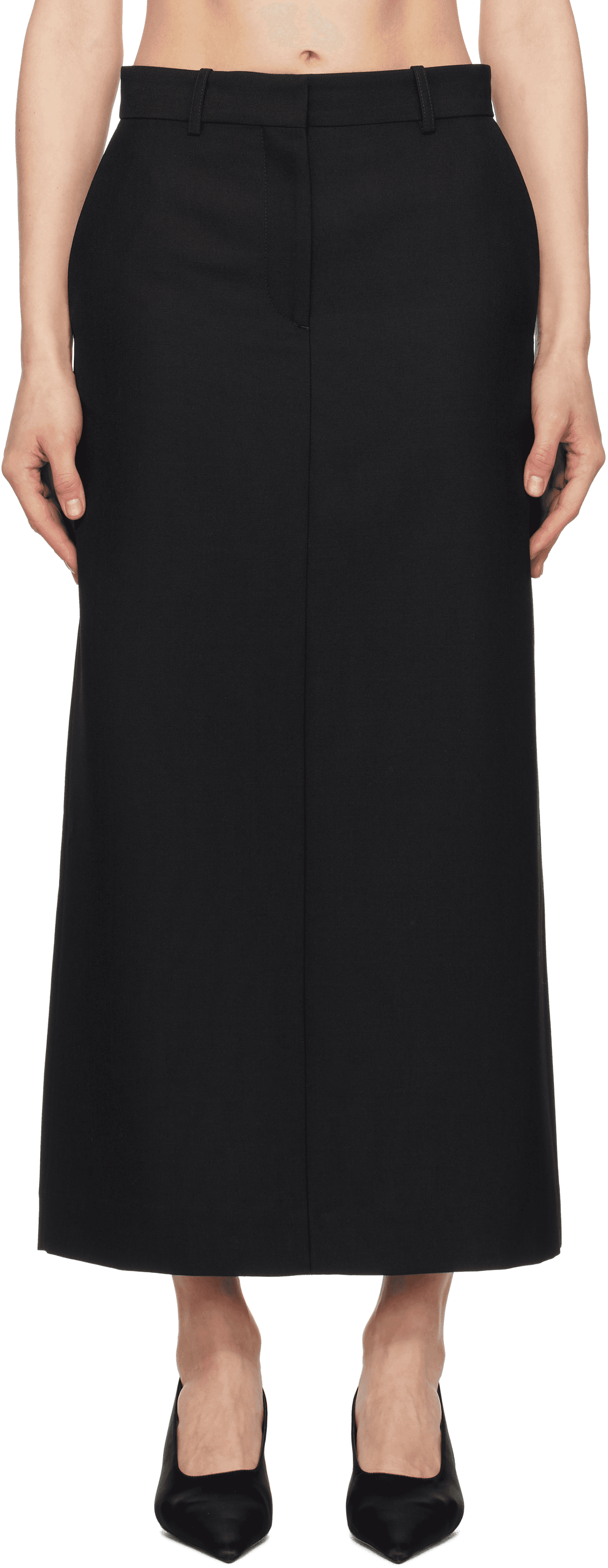 Black Low-Waist Straight Maxi Skirt - Image 1