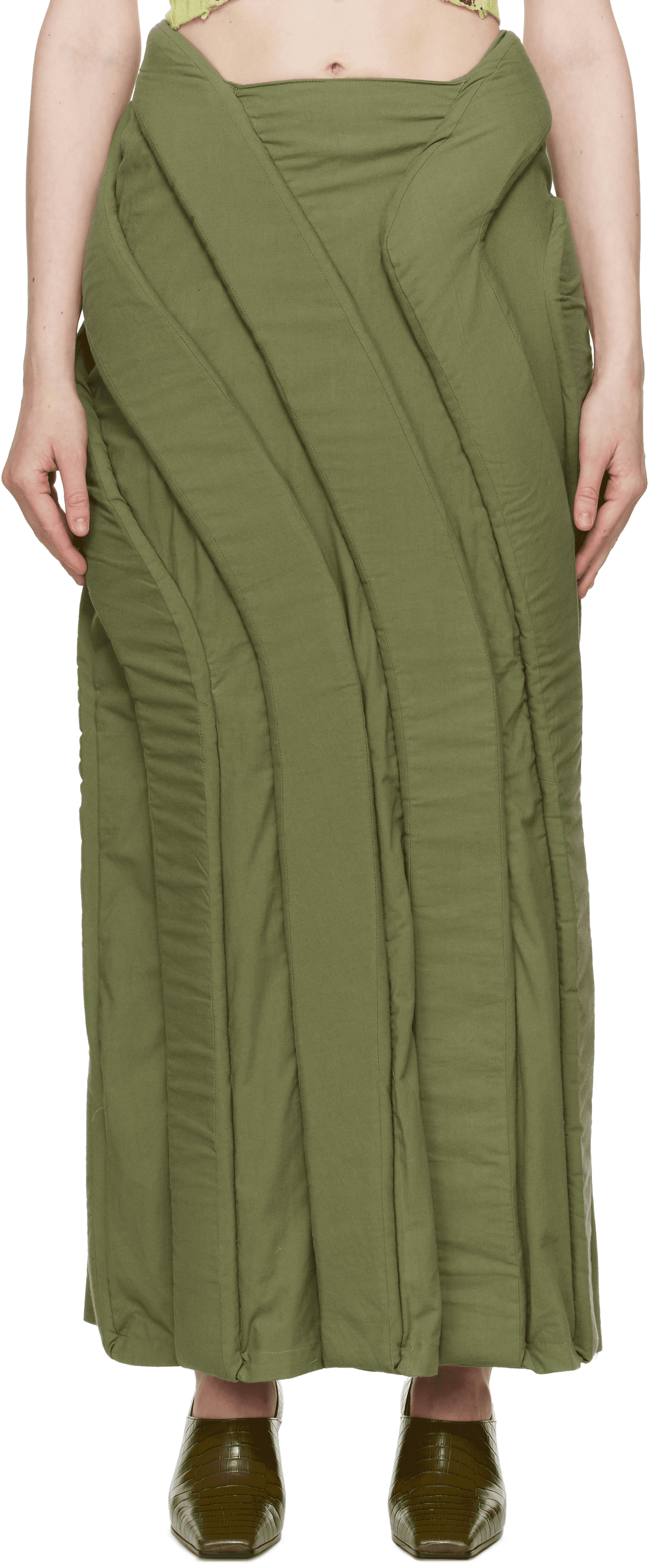 Green 3D Parametric Maxi Skirt - Image 1