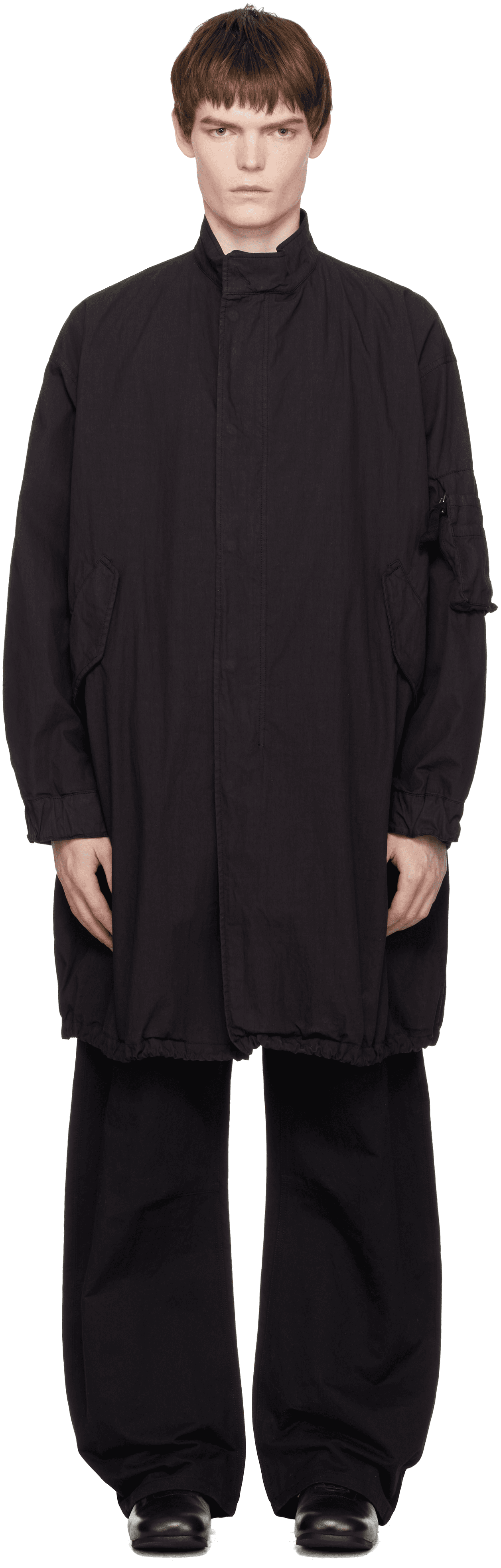 Black Garment Dyed Fishtail Parka Coat - Image 1