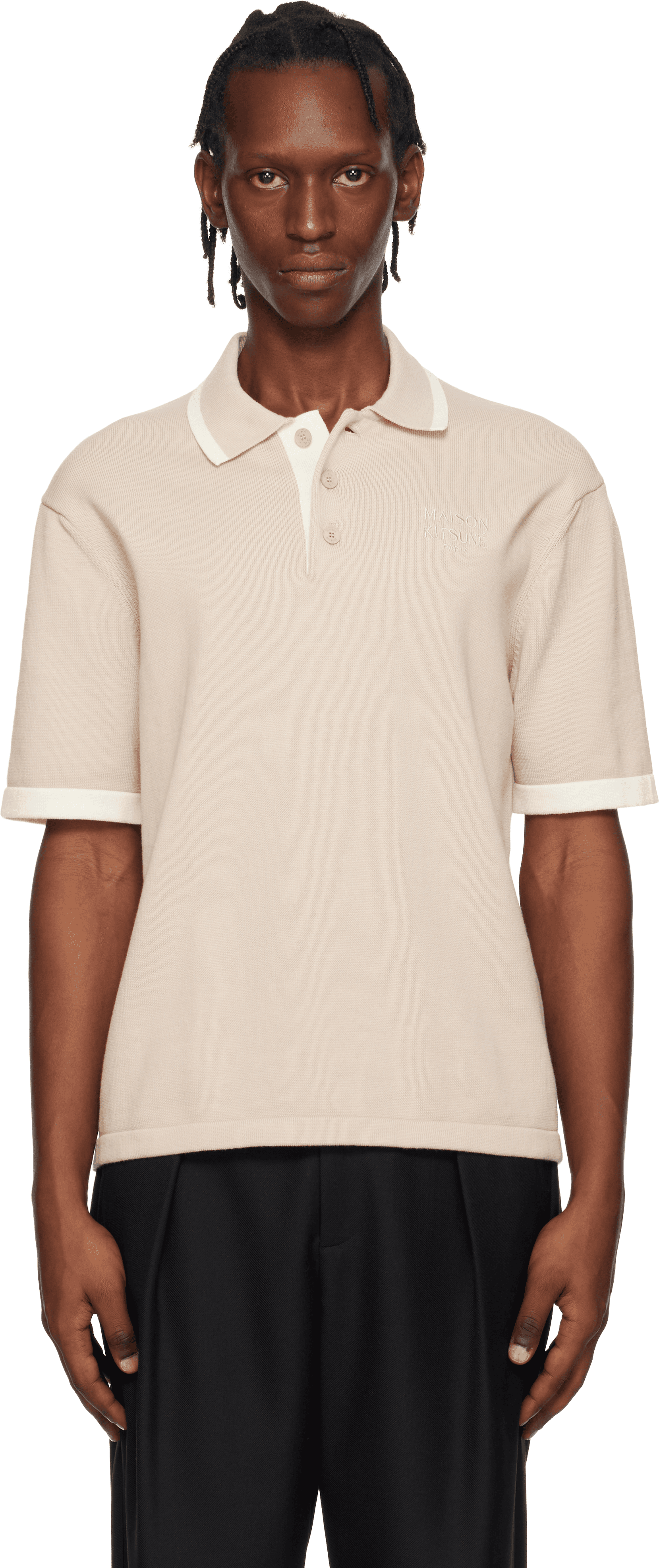 Beige Cotton Knitted Comfort Polo - Image 1