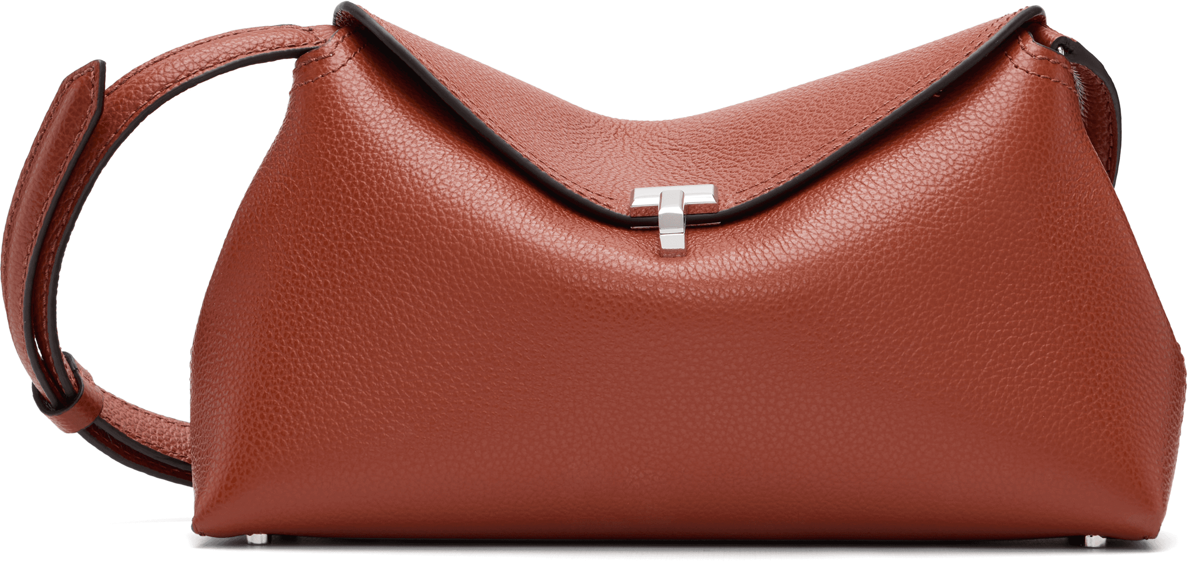 Brown T-Lock Grained-Leather Clutch - Image 1