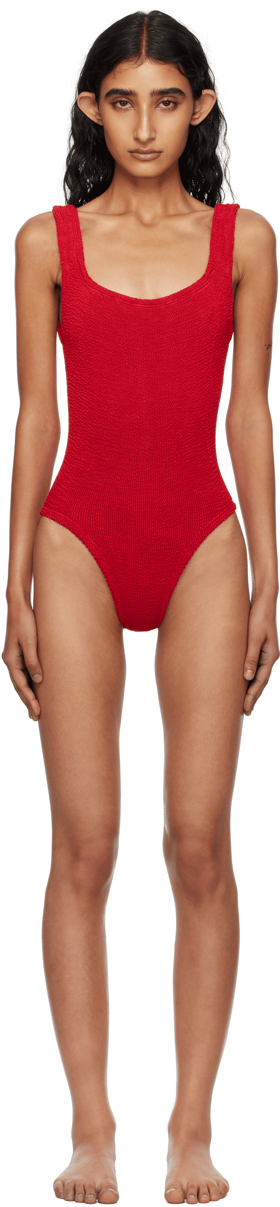 Red Square Neck Swimsuit - Image 1