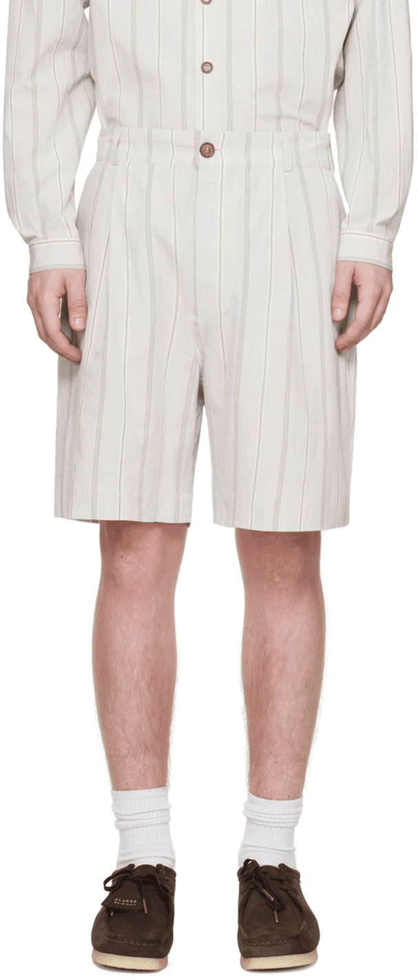 White & Blue Stripe Bini Shorts - Image 1