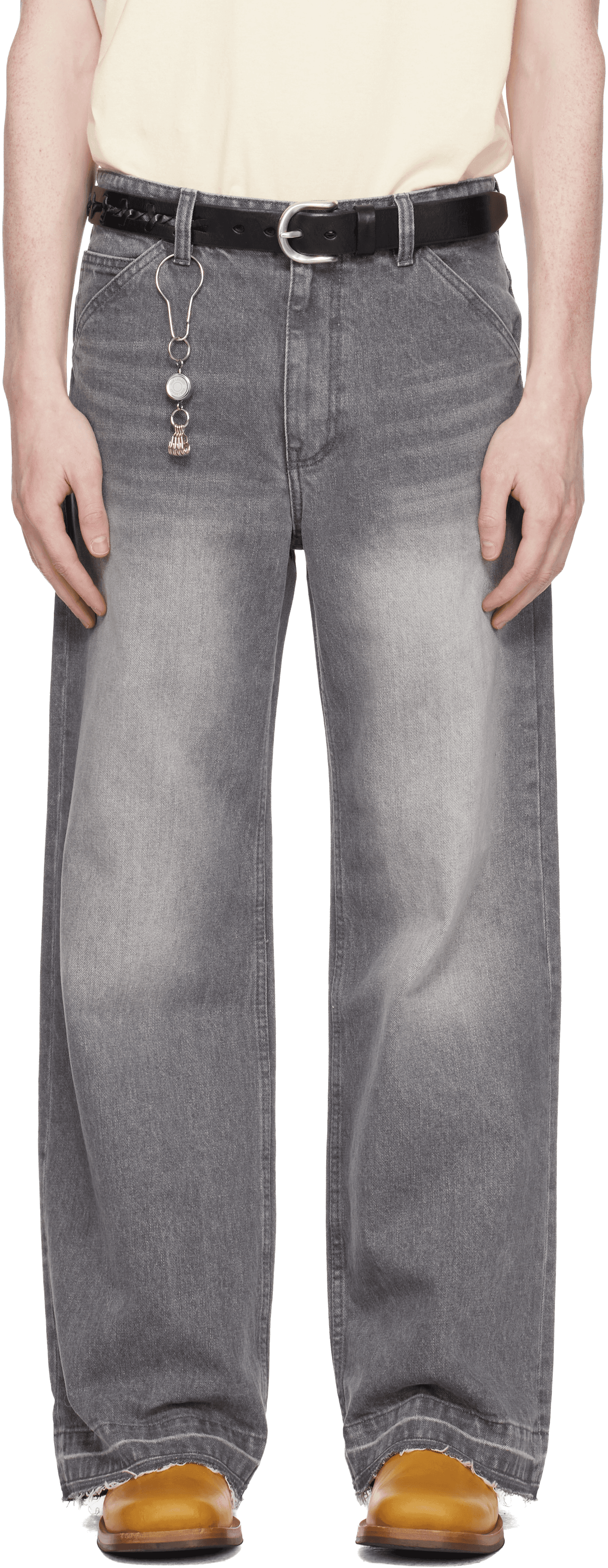 Gray Cut-Off Semi Flare Jeans - Image 1