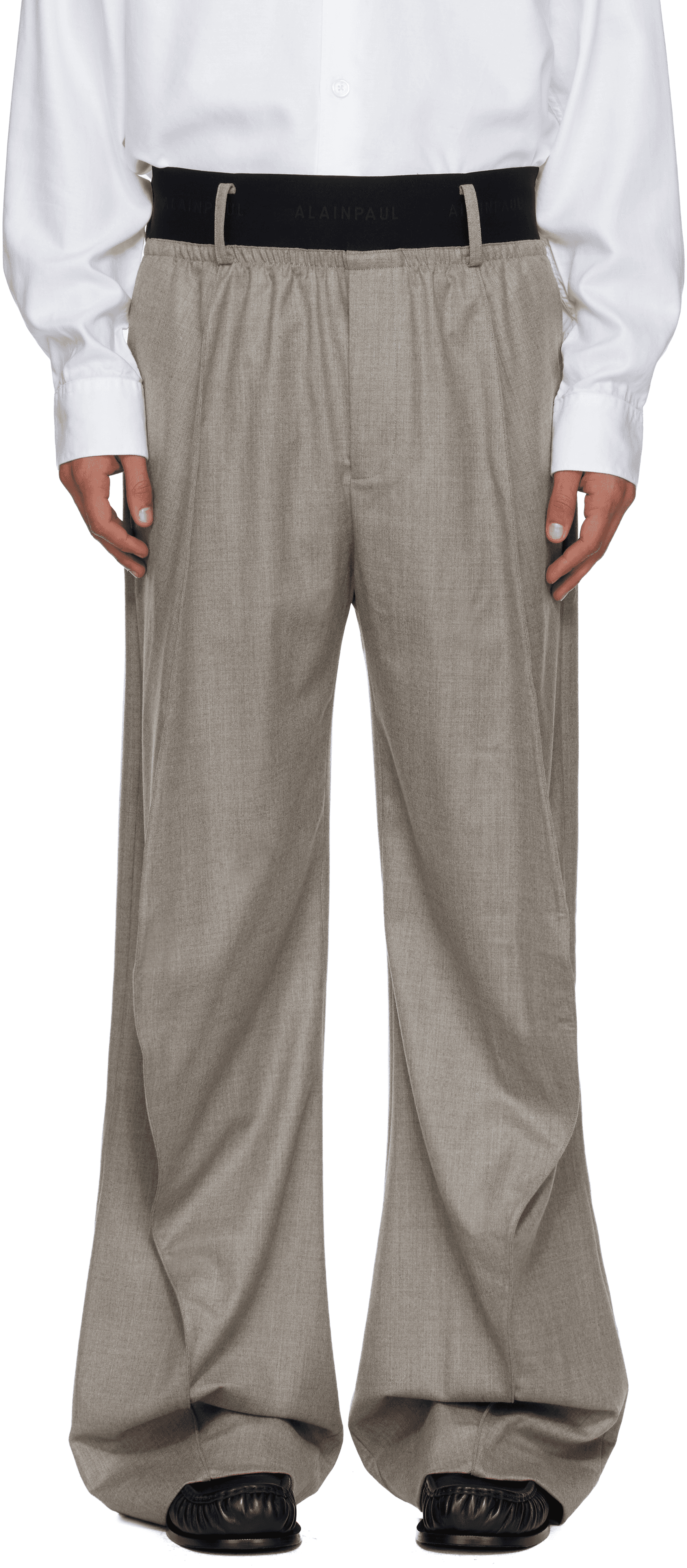 Taupe Knee Shape Tailored Trousers - Image 1