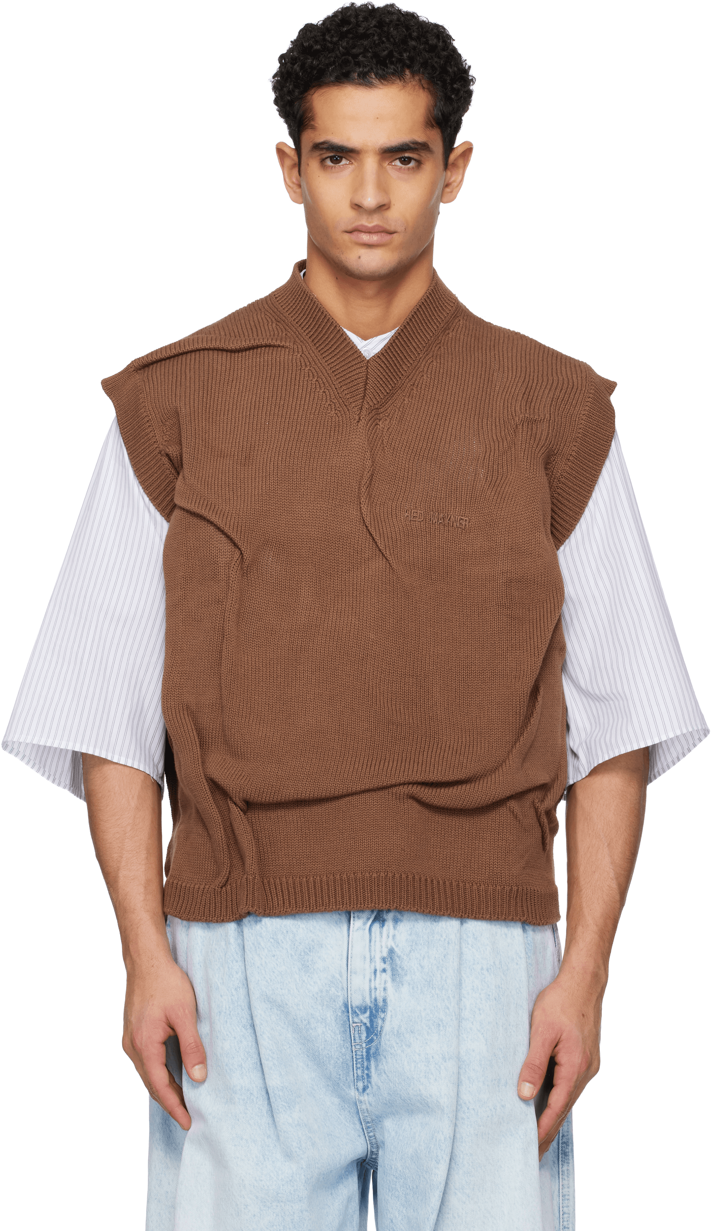 Brown Knit Sweater Vest - Image 1