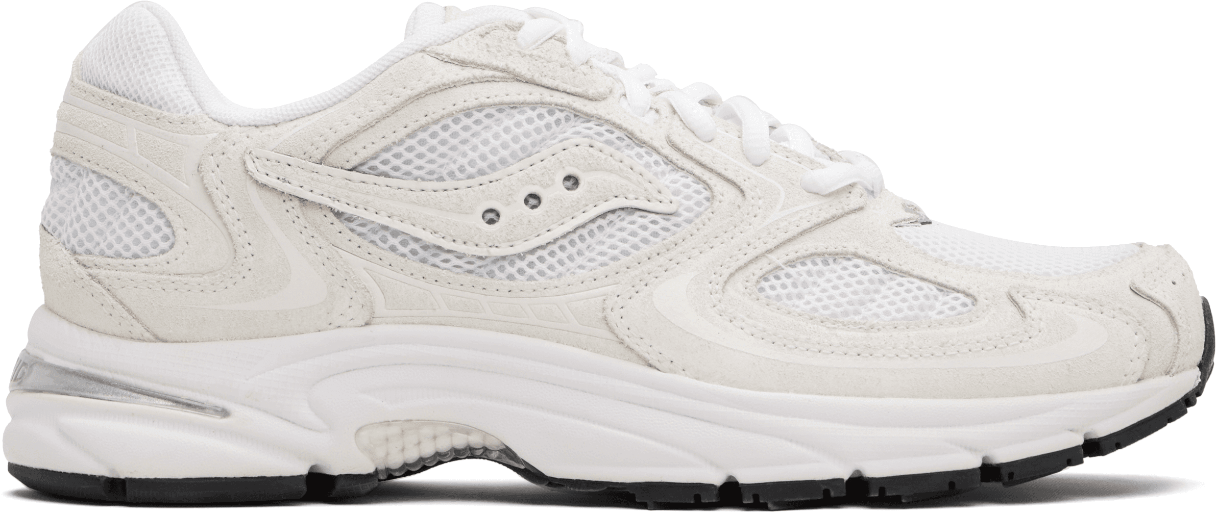 White & Off-White Grid Jazz 9 Suede Sneakers - Image 1