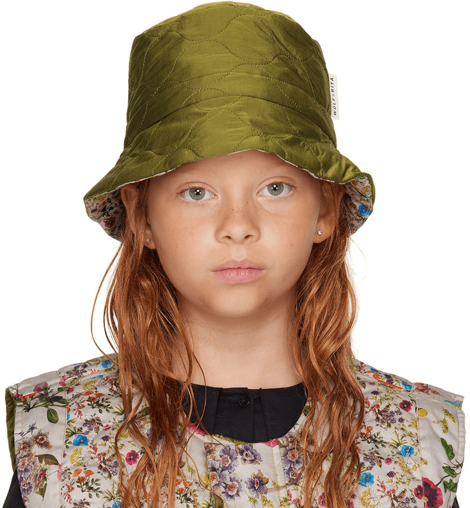 Kids Khaki Quilted Bucket Hat - Image 1