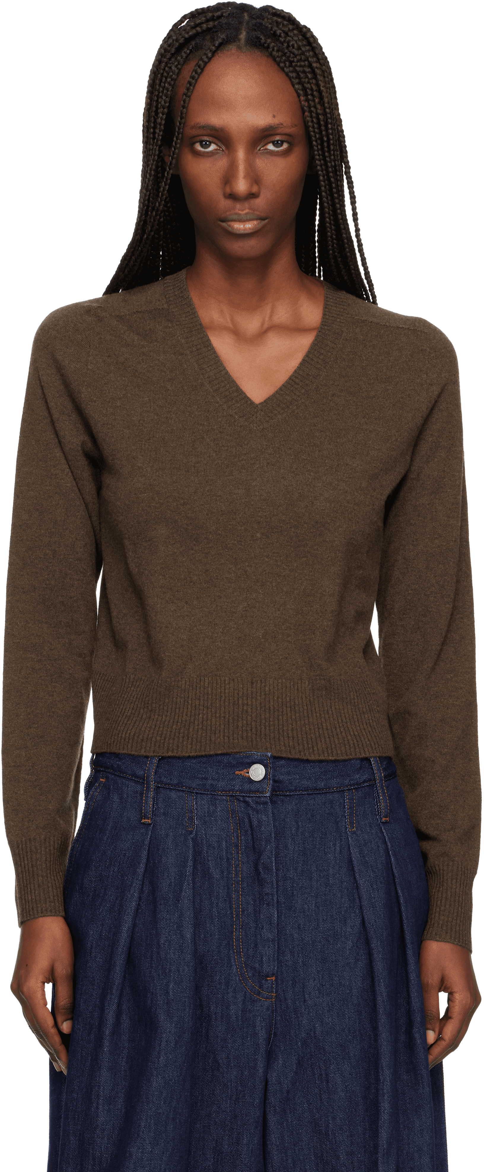 Brown Boston V-neck Sweater - Image 1