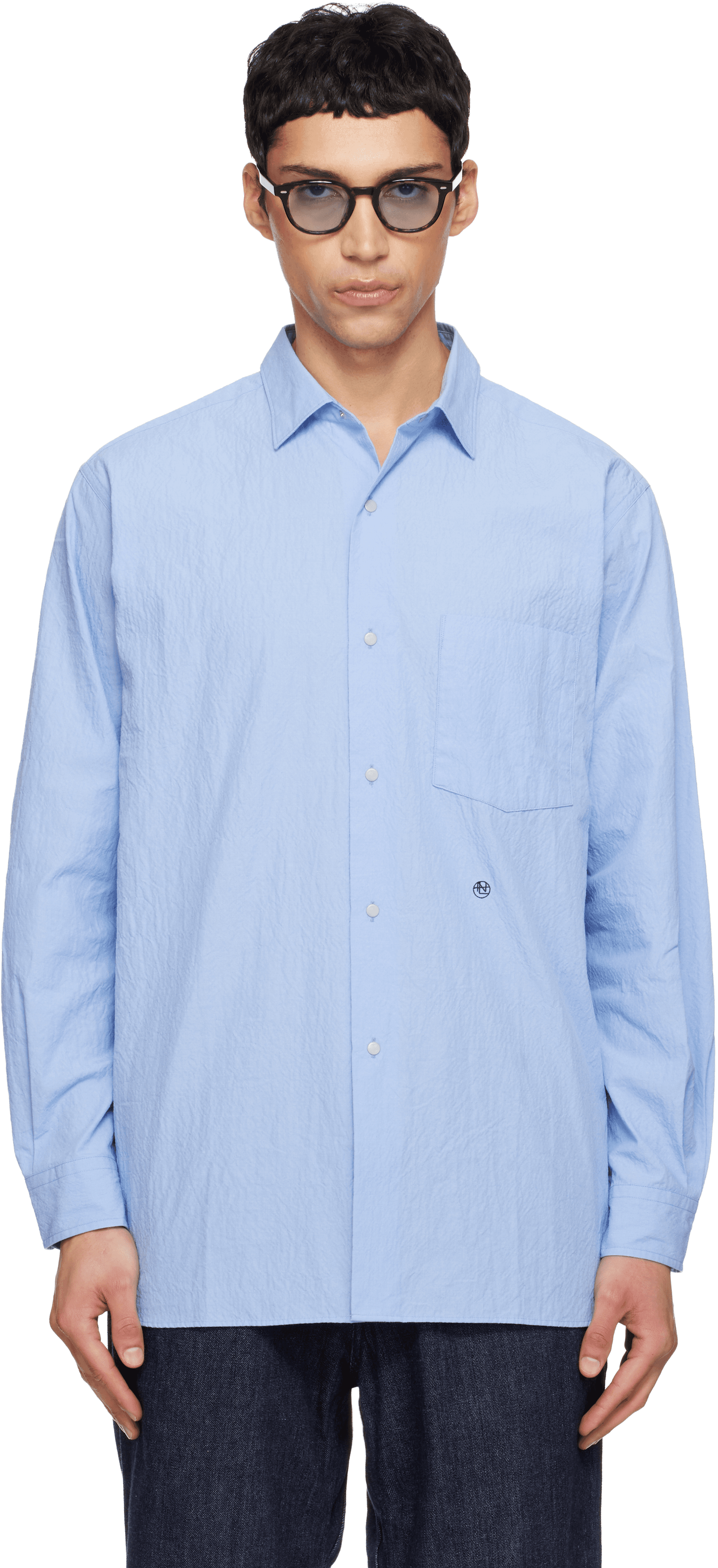 Blue Regular Collar Wind Shirt - Image 1