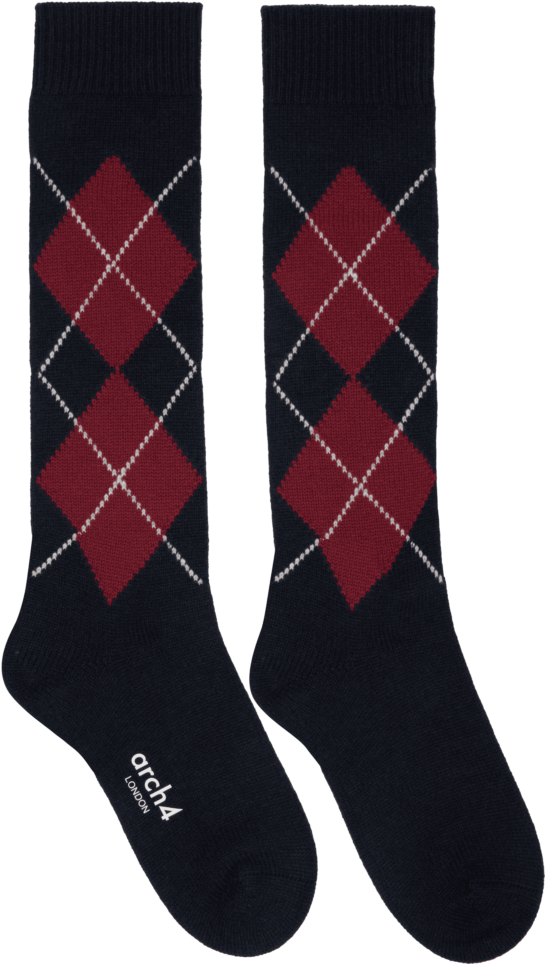 SSENSE Exclusive Navy & Burgundy Clarke Socks - Image 1