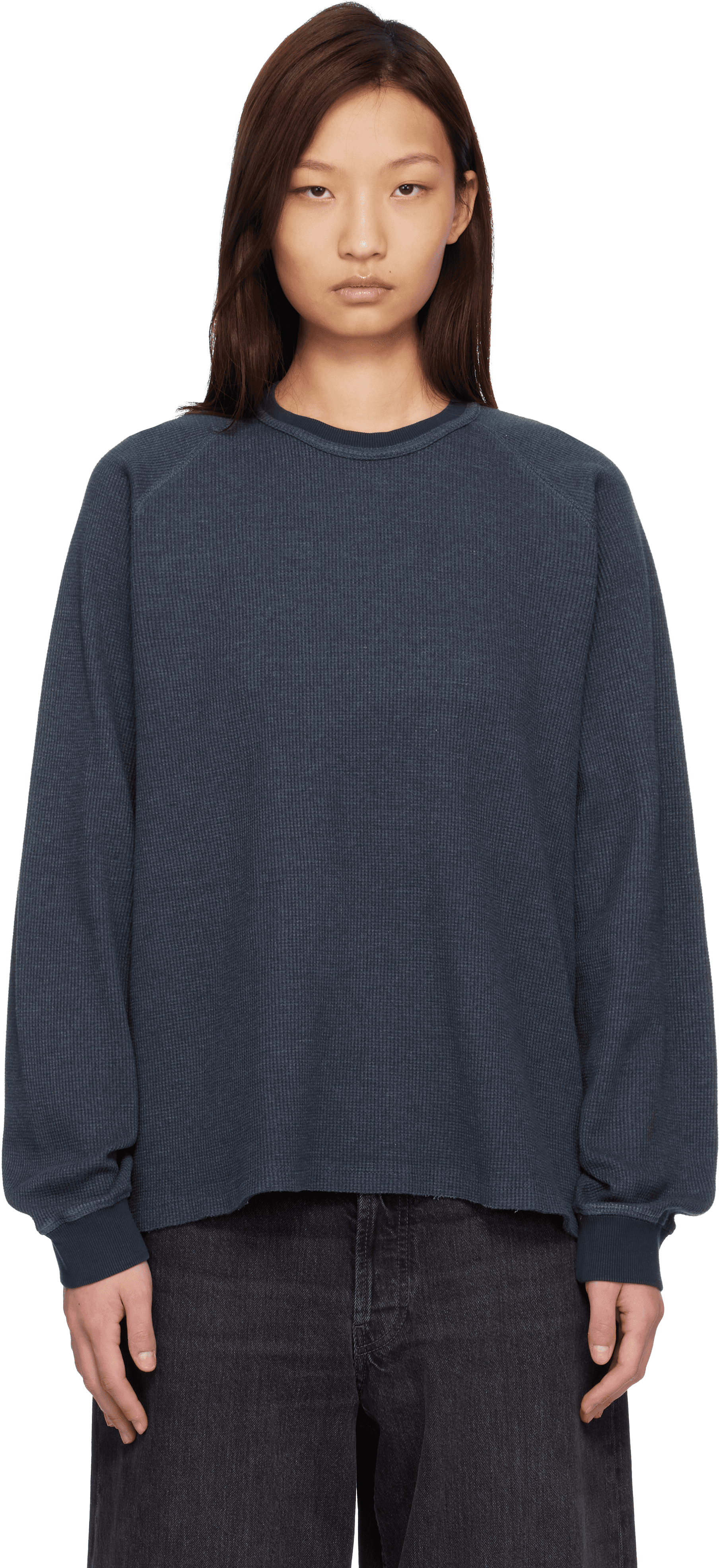 Blue Waffle Raglan Long Sleeve T-shirt - Image 1