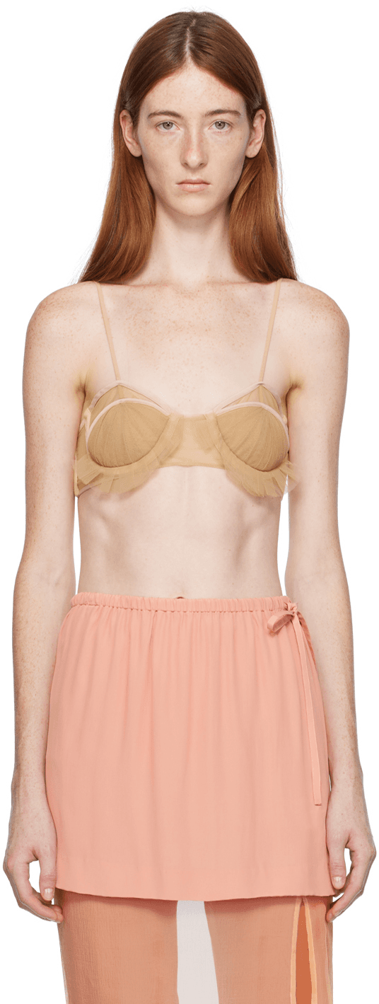 Beige Exploding Flower Bra - Image 1