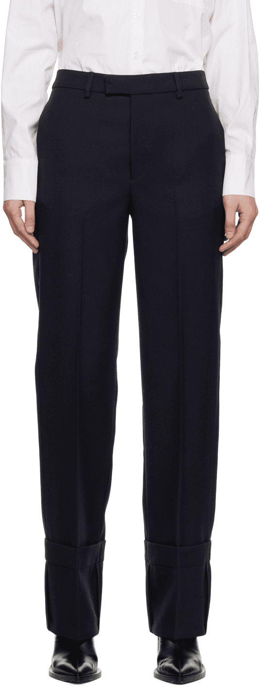 Navy Fold Up Trousers - Image 1