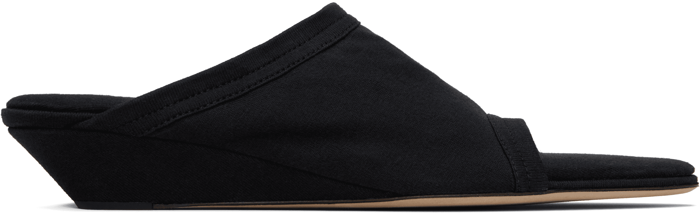 Black 25mm Stretch Flat Mules - Image 1