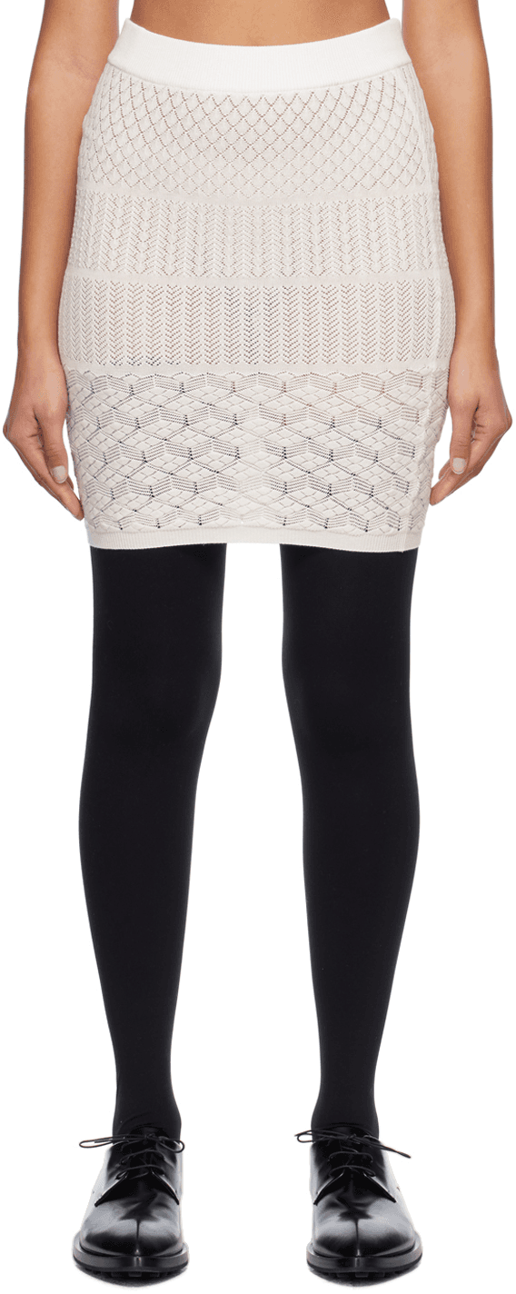 Off-White Semi-Sheer Midi Skirt - Image 1