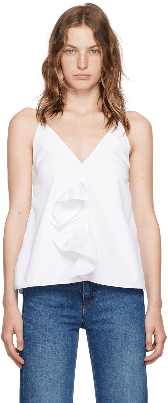 White Multi Slit Frill Tank Top - Image 1