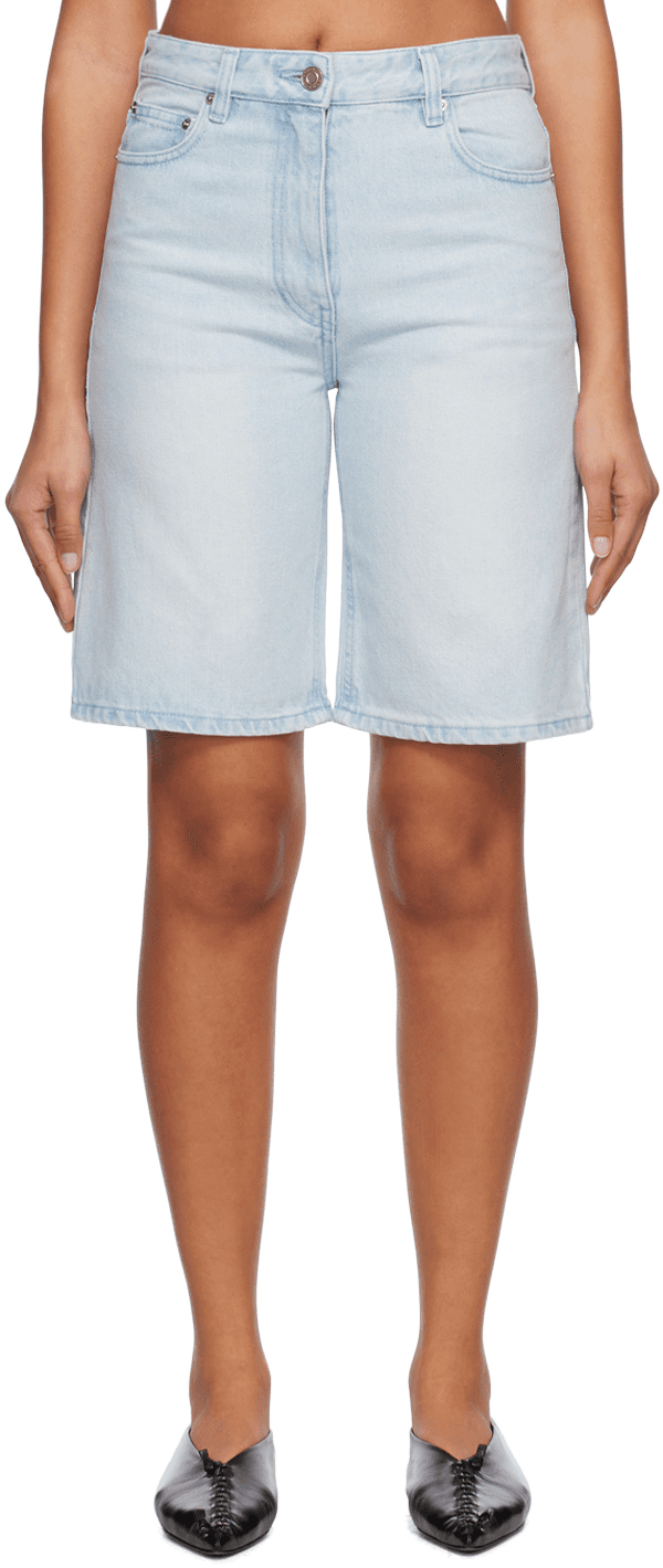 Blue Faded Denim Shorts - Image 1