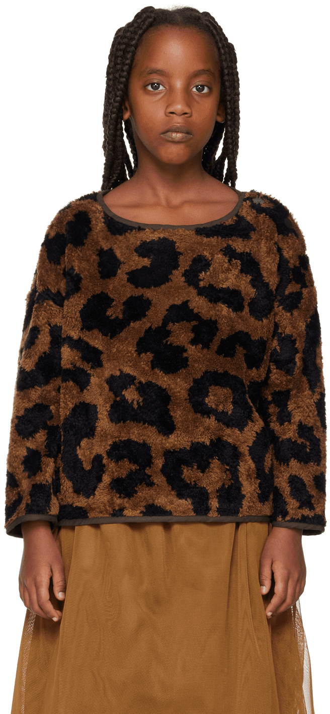 Kids Brown Leopard Sweatshirt - Image 1